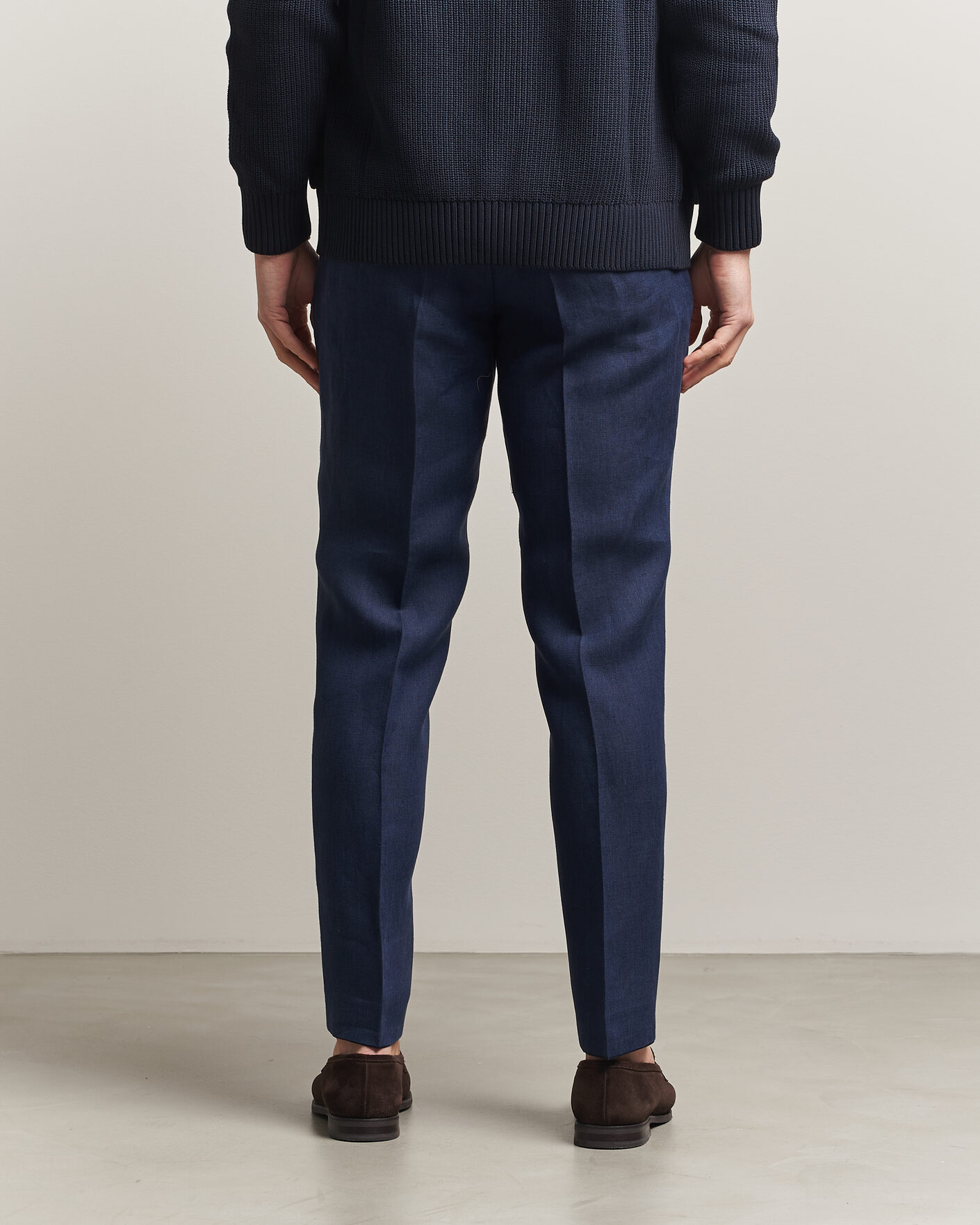 Homme | Pantalons | Oscar Jacobson | Dandy Linen Trousers Navy