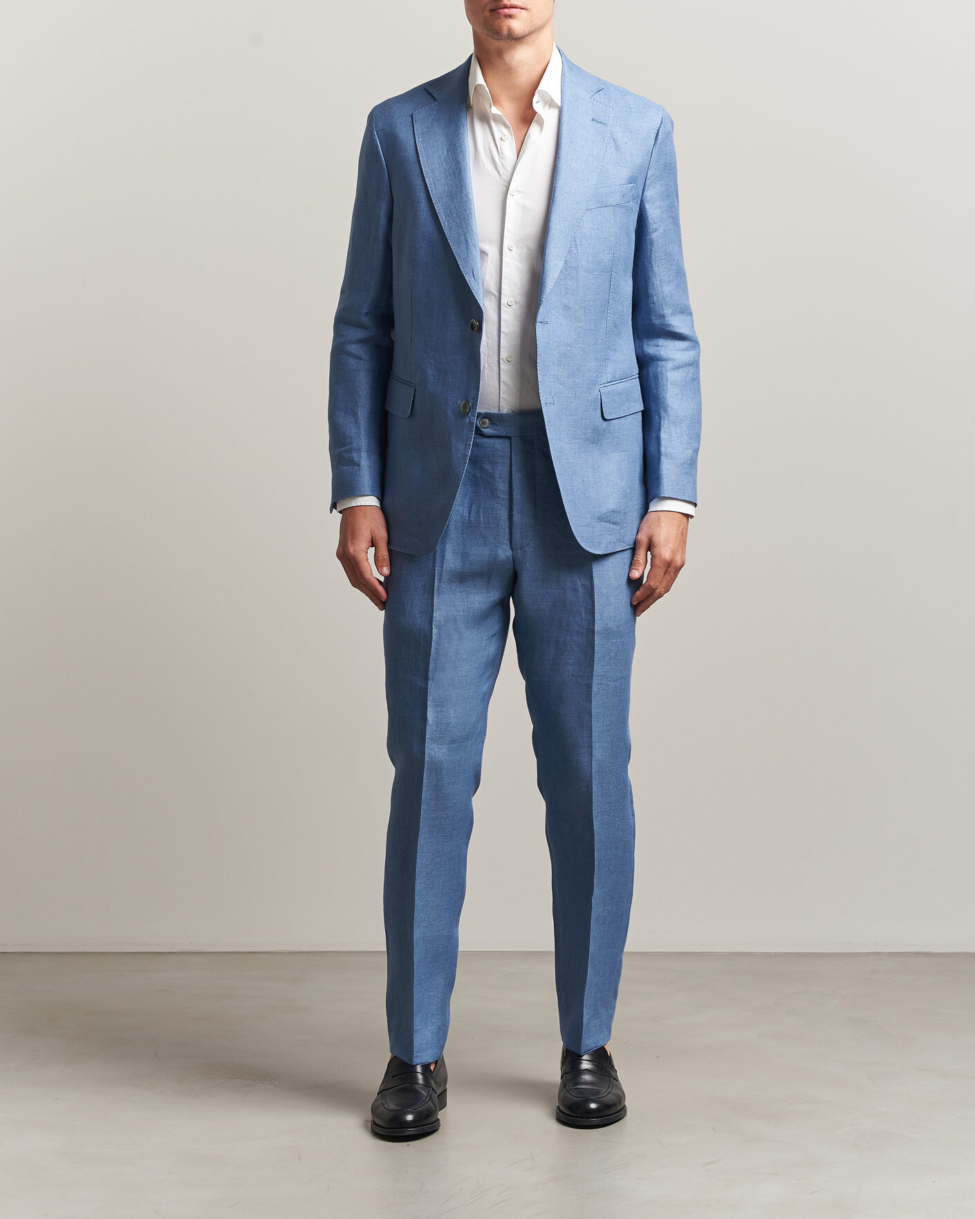 Homme | Pantalons | Oscar Jacobson | Dandy Linen Trousers Light Blue