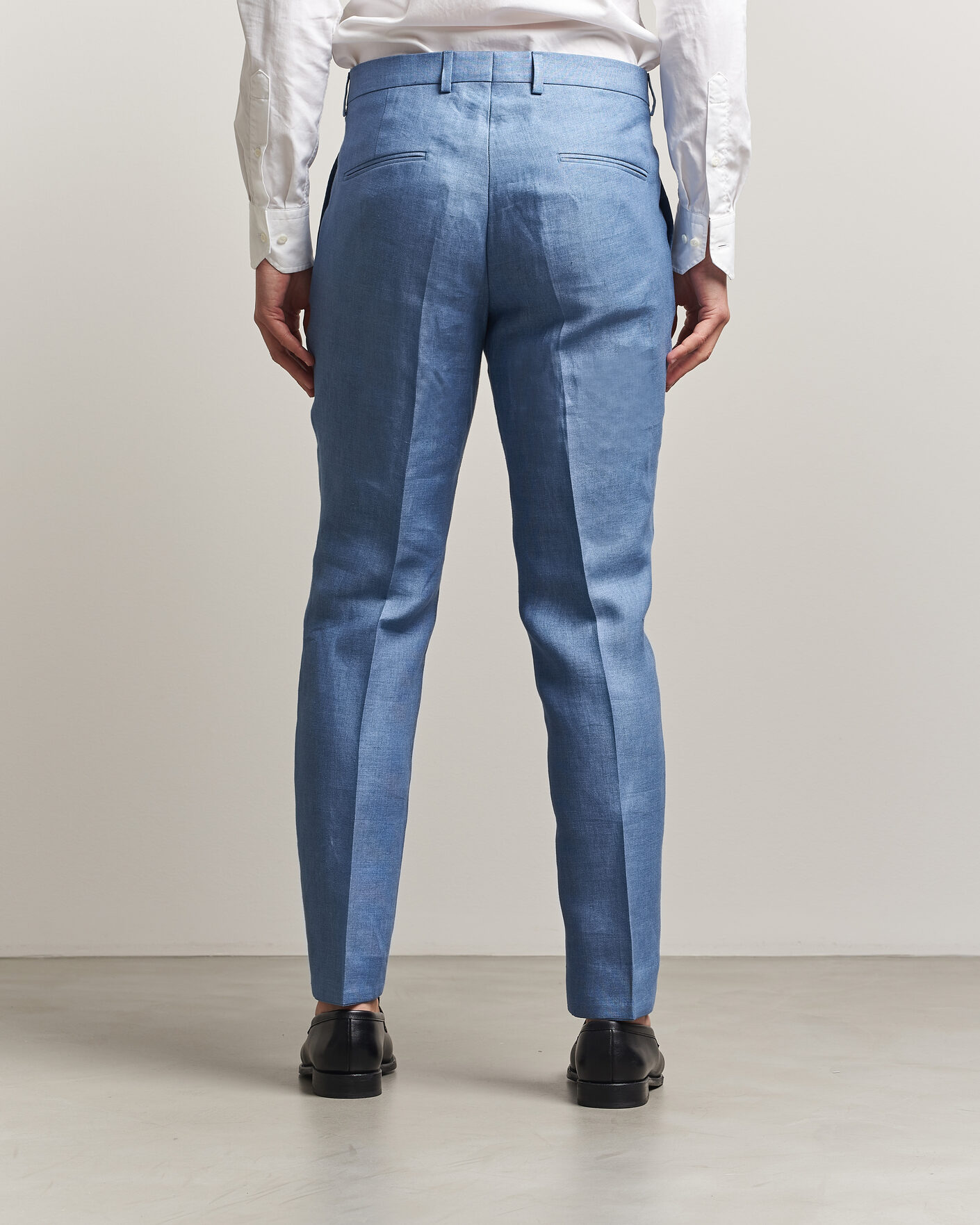 Homme | Pantalons | Oscar Jacobson | Dandy Linen Trousers Light Blue