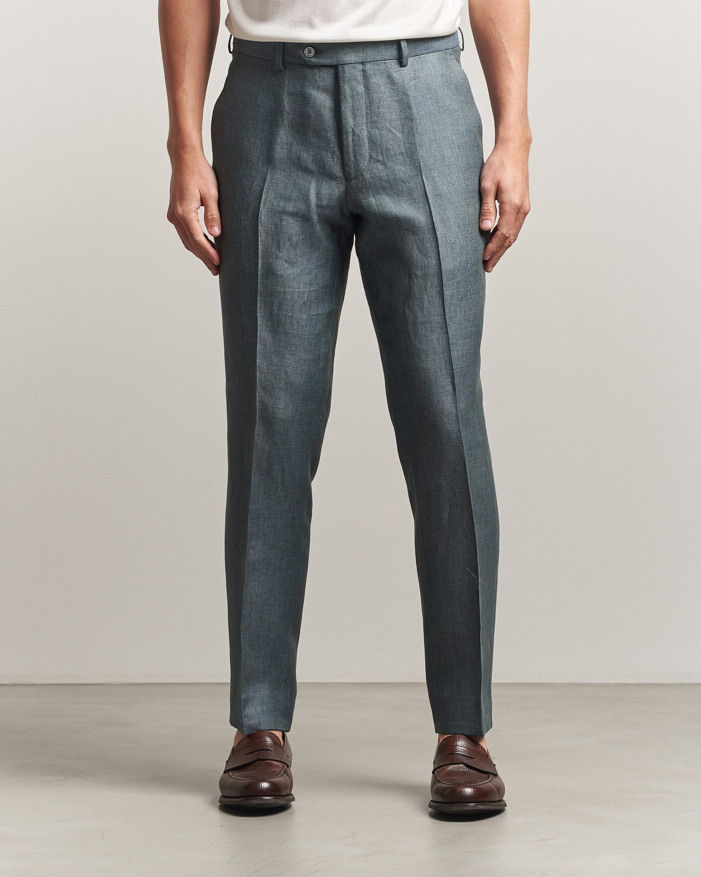 Homme | Pantalons | Oscar Jacobson | Dandy Linen Trousers Green