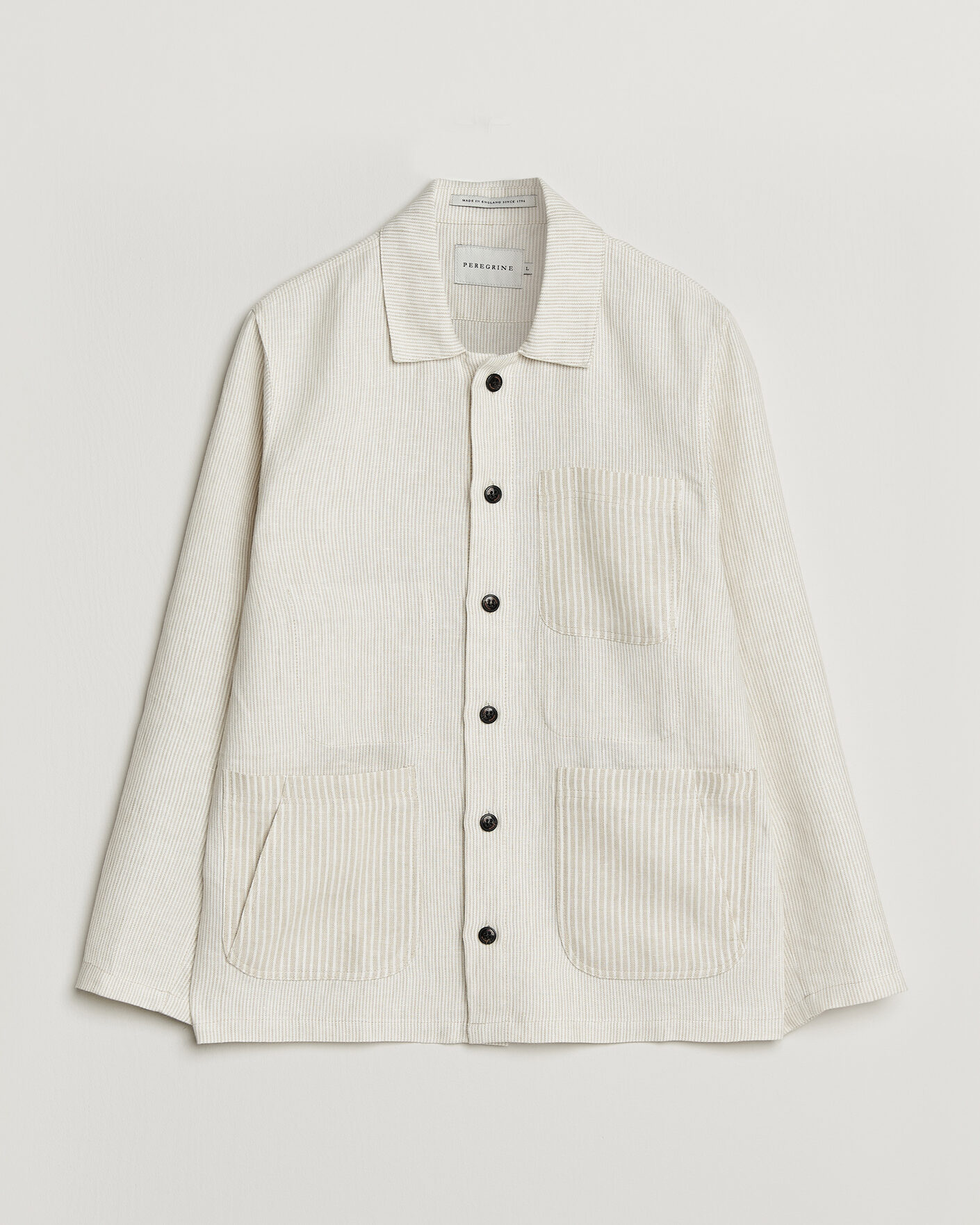 Homme | Chemises | Peregrine | Windsor Linen Shacket Beige Stripe