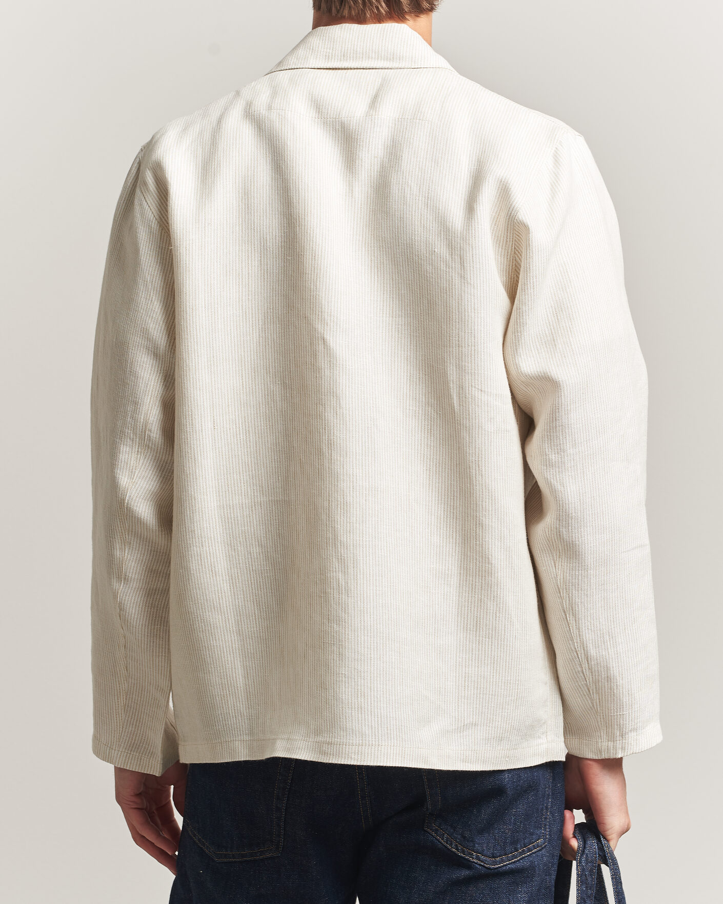 Homme | Chemises | Peregrine | Windsor Linen Shacket Beige Stripe