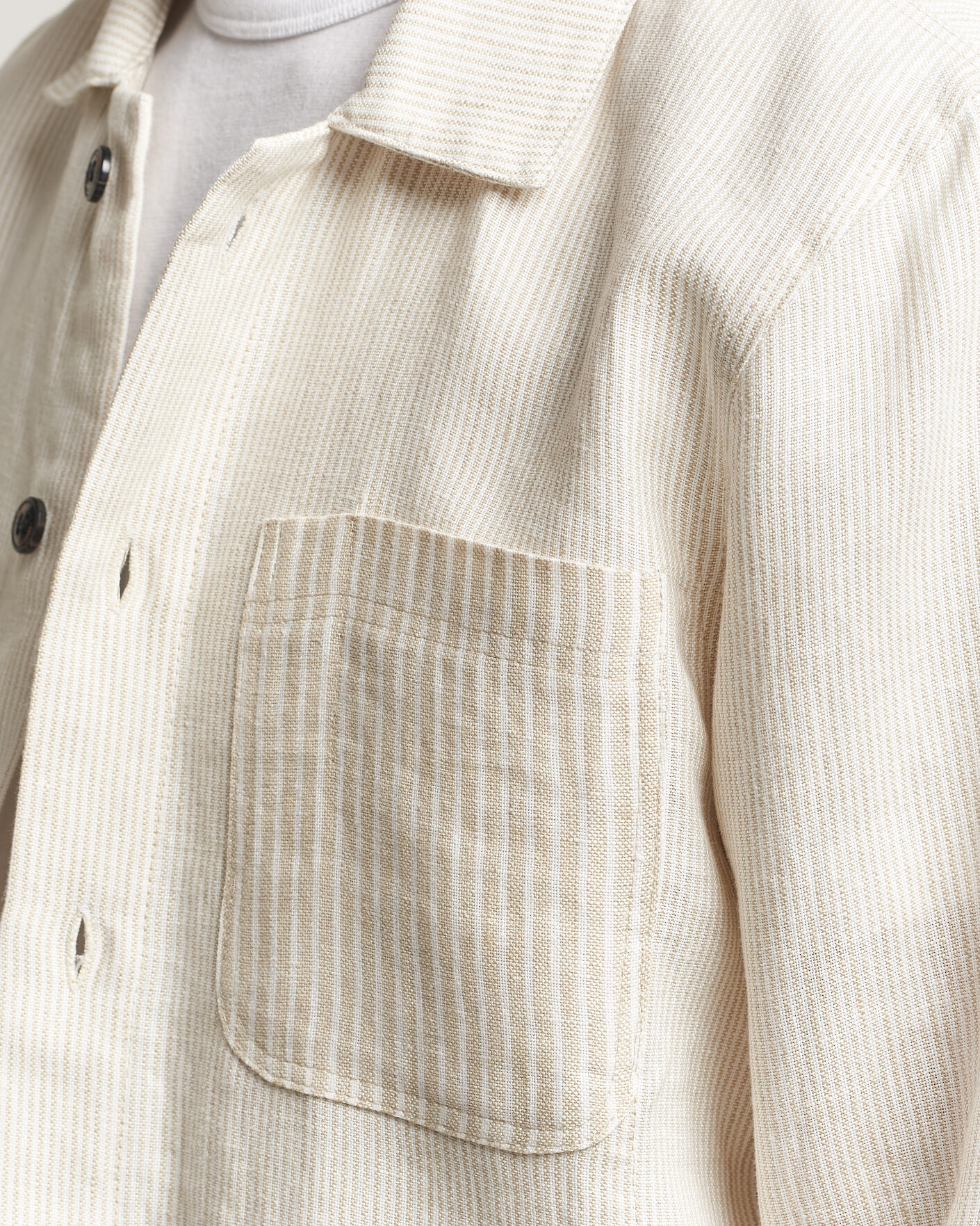 Homme | Chemises | Peregrine | Windsor Linen Shacket Beige Stripe