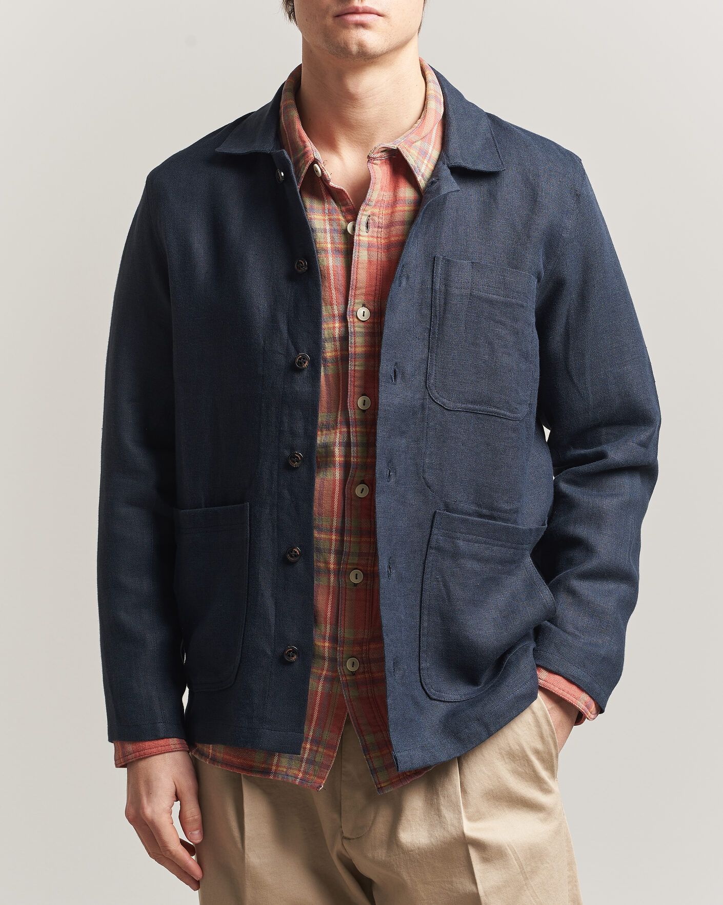 Homme | Chemises | Peregrine | Windsor Linen Shacket Navy