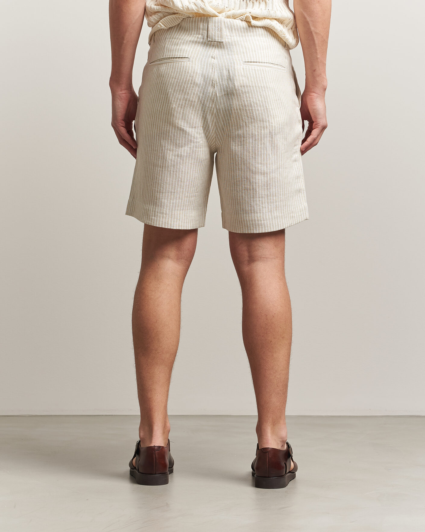Homme | Chemises | Peregrine | Windsor Linen Shorts Beige Stripe