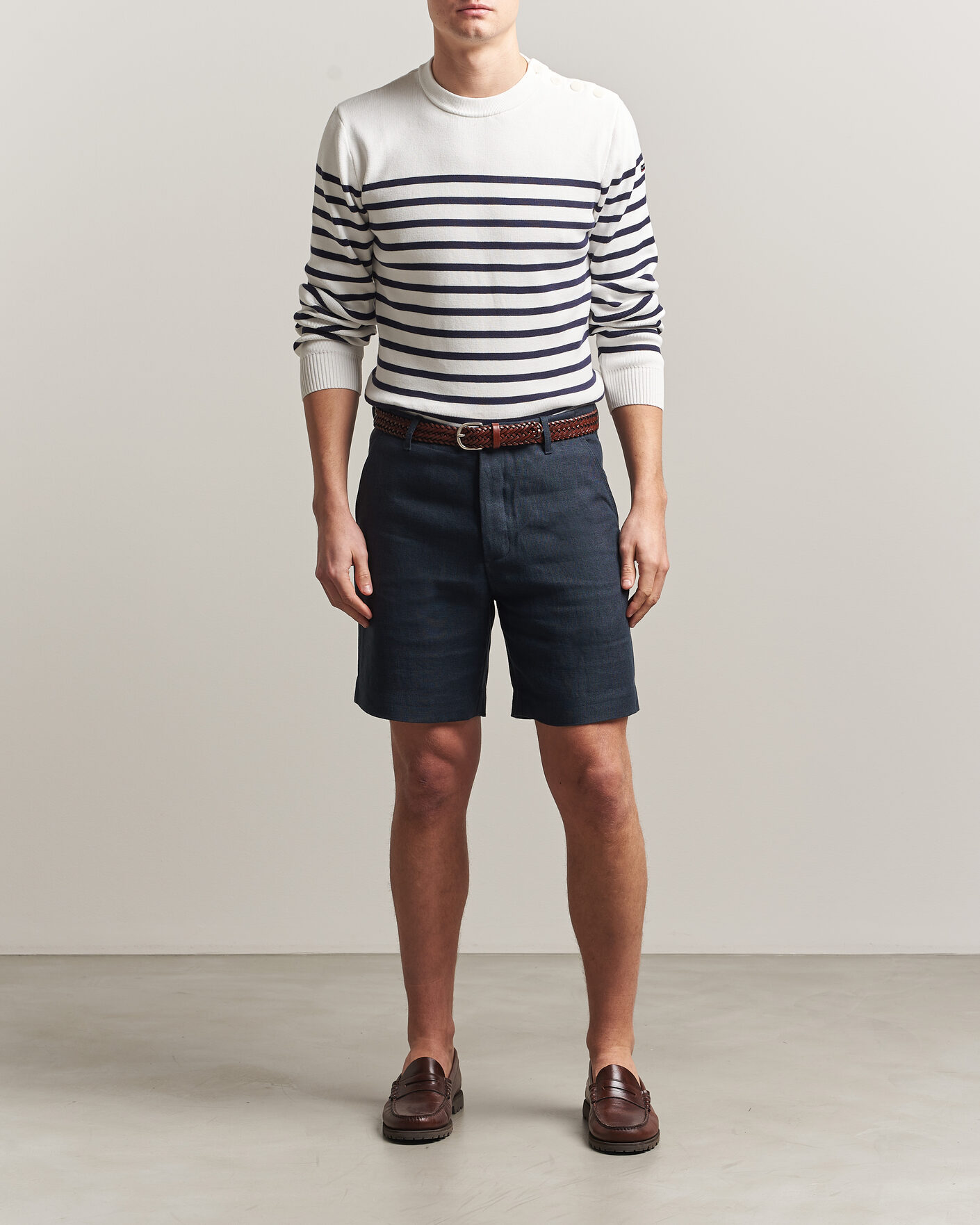 Homme | Shorts | Peregrine | Windsor Linen Shorts Navy Stripe