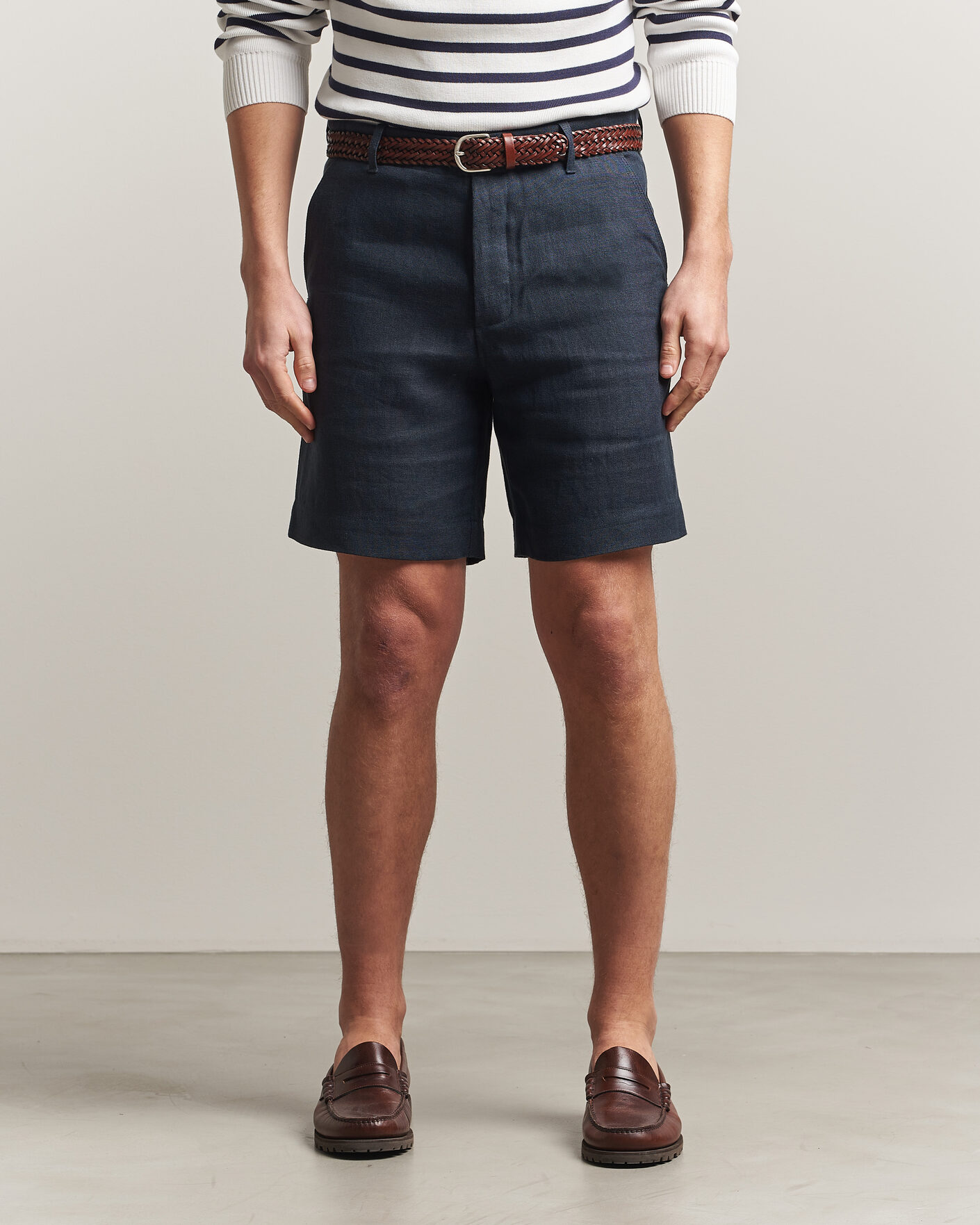 Homme | Shorts | Peregrine | Windsor Linen Shorts Navy Stripe