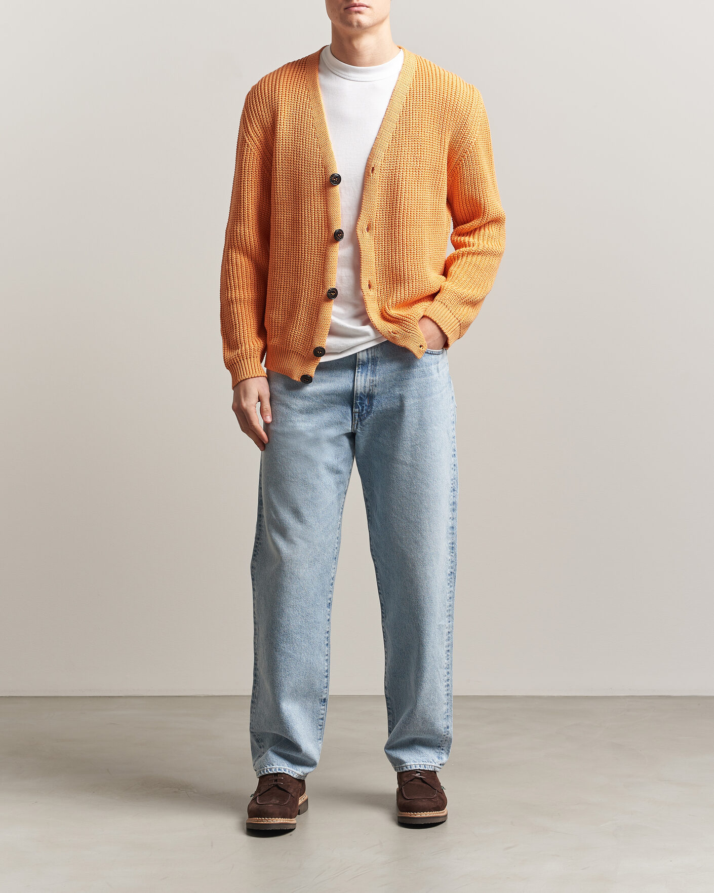 Homme | Pulls Et Tricots | Peregrine | River Cotton Cardigan Apricot
