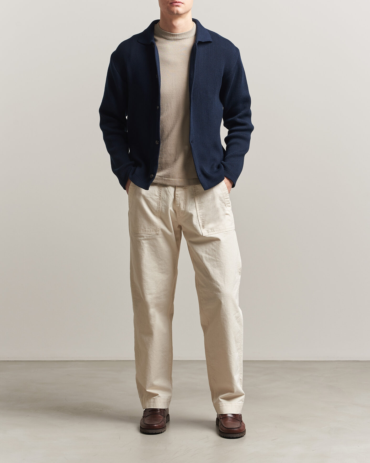 Homme | Pulls Et Tricots | Peregrine | River Knitted Cotton Schacket Navy