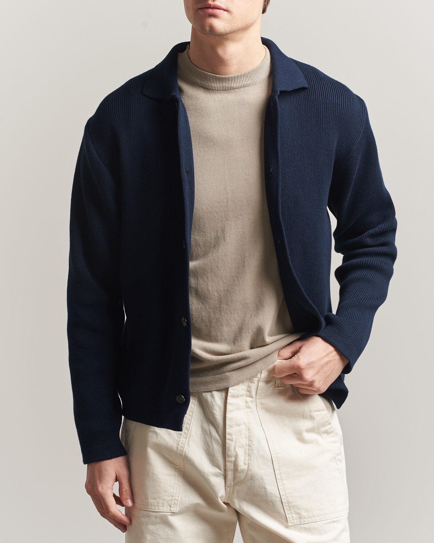 Homme | Pulls Et Tricots | Peregrine | River Knitted Cotton Schacket Navy