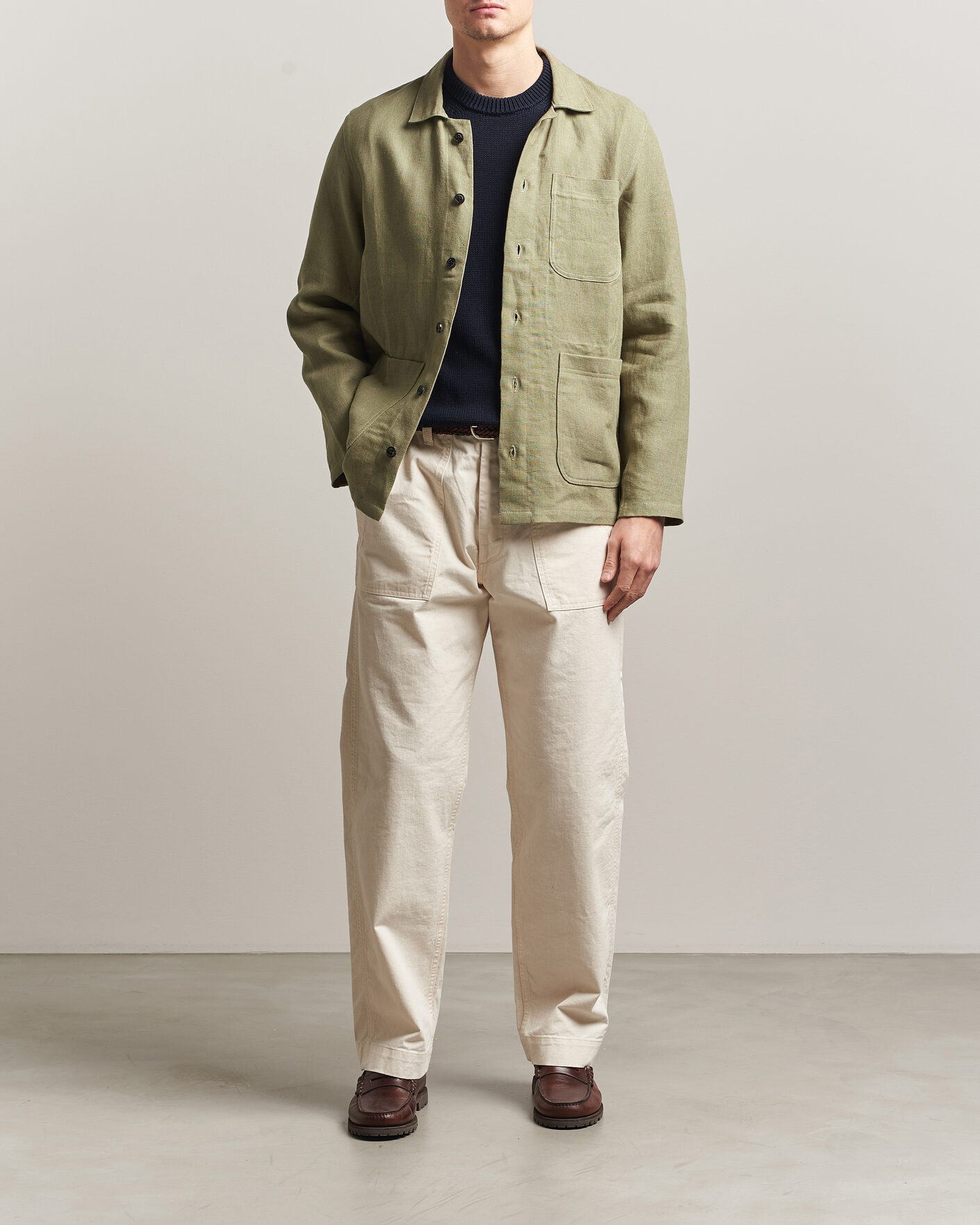 Homme | Chemises | Peregrine | Windsor Linen Shacket Khaki