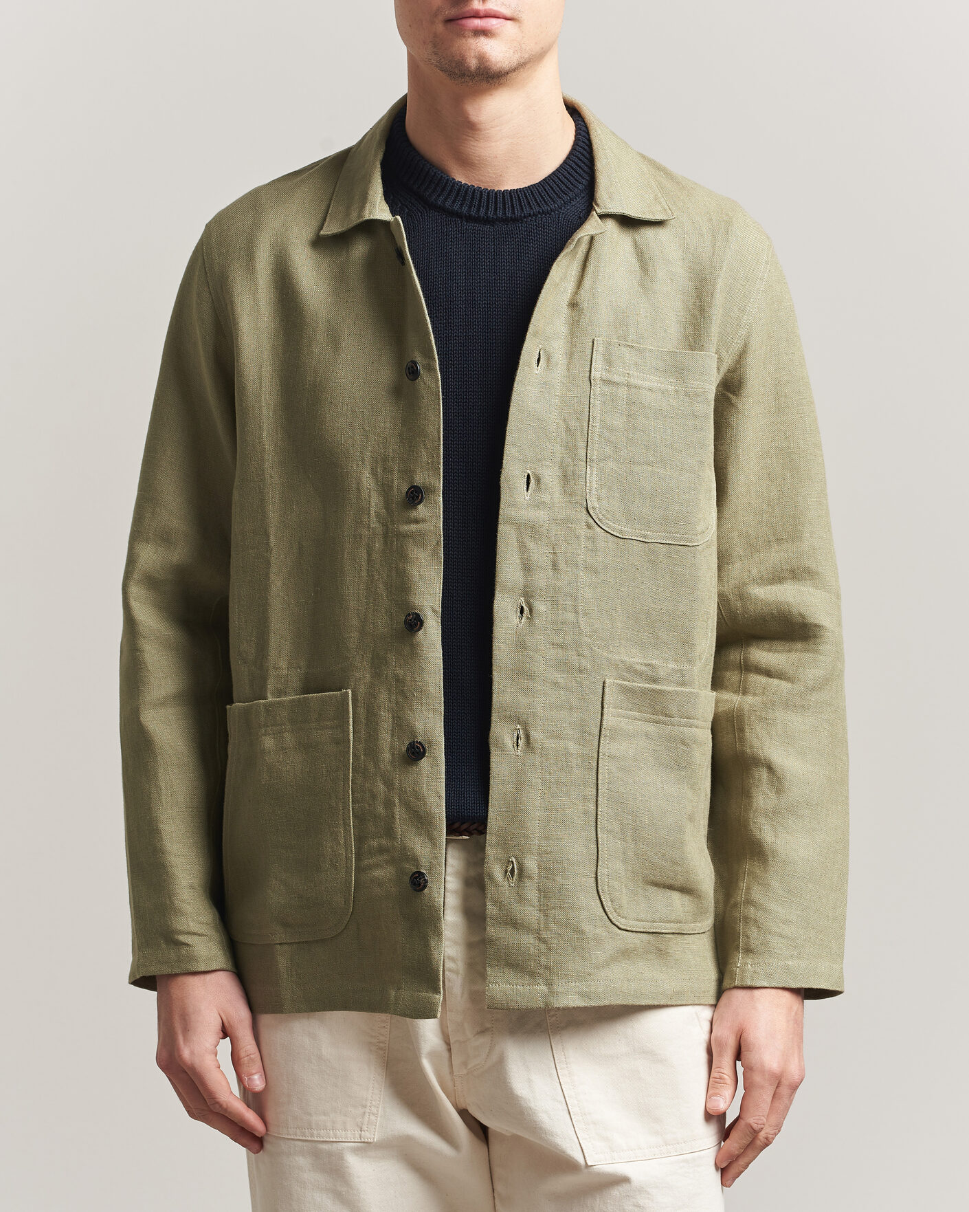 Homme | Chemises | Peregrine | Windsor Linen Shacket Khaki