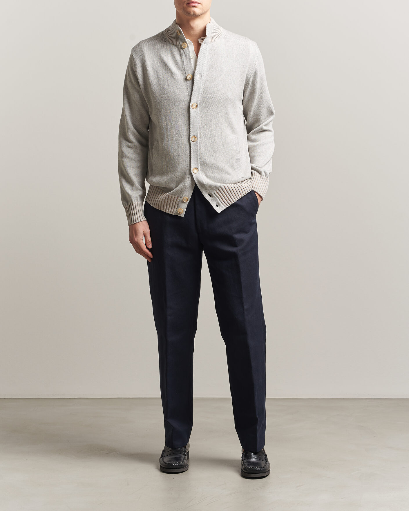 Homme | Pulls Et Tricots | Morgano | Cotton/Cashmere Knitted Cardigan Light Grey