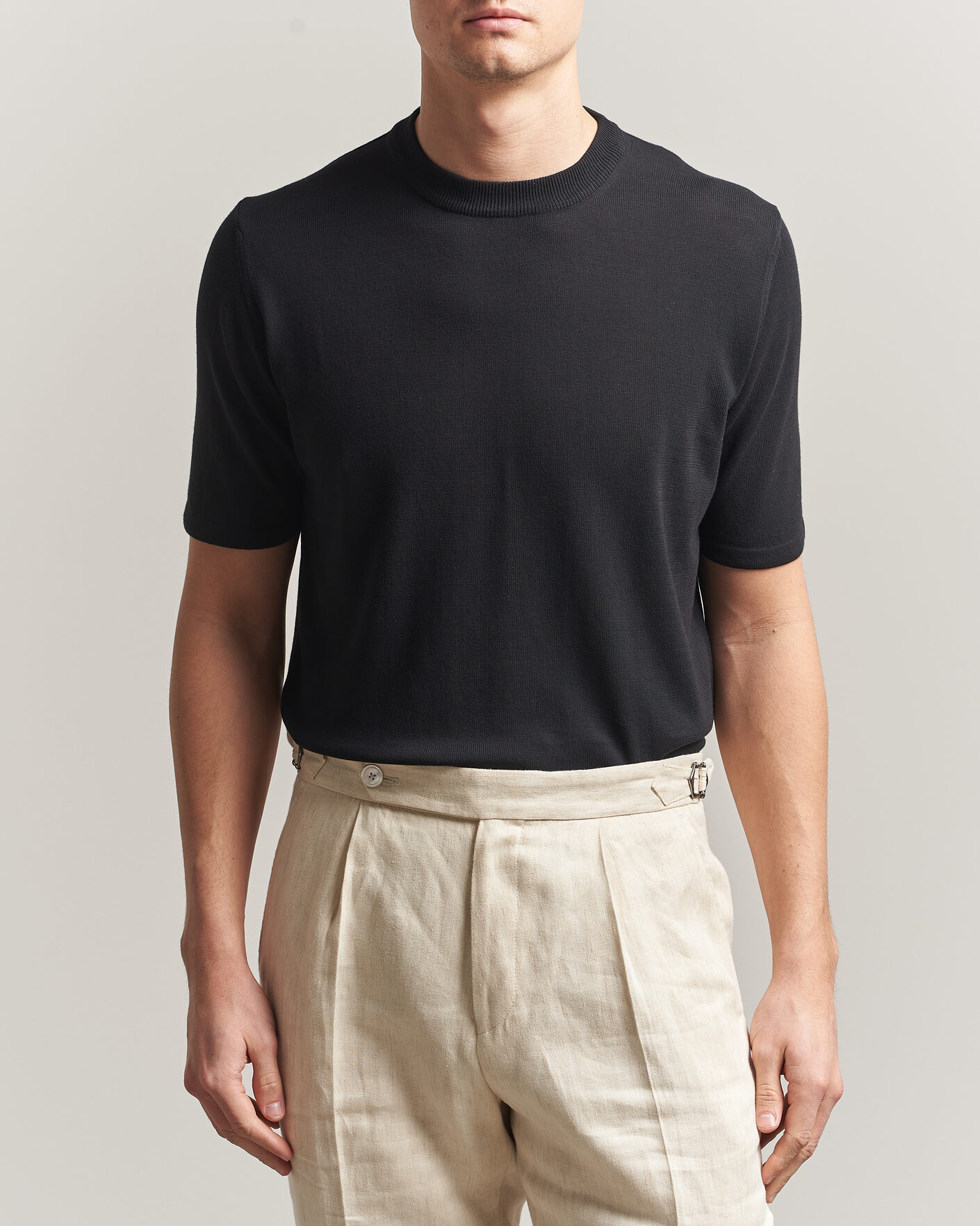 Homme | T-shirts | Morgano | Knitted Cotton Crepe T-Shirt Black