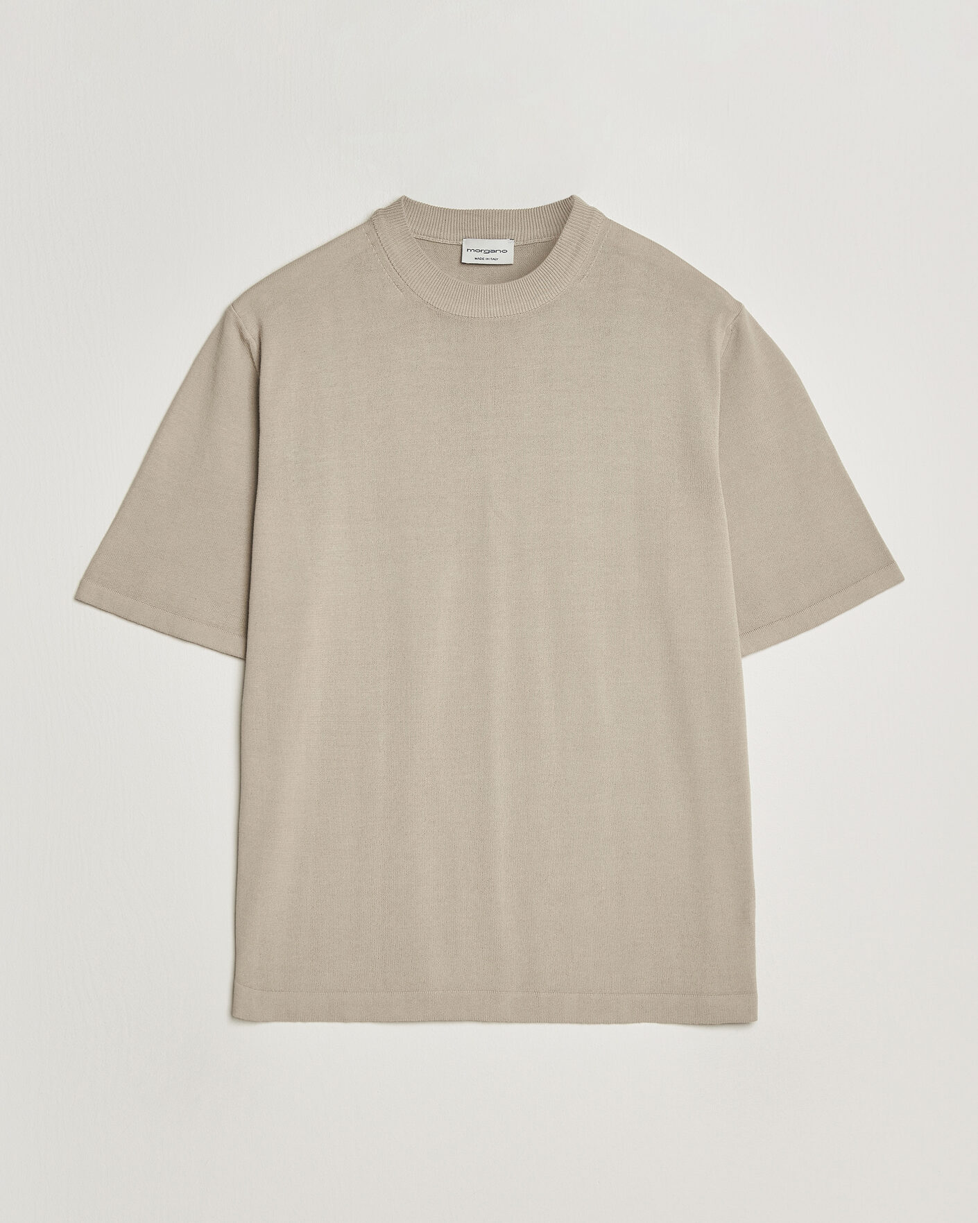 Homme | T-shirts | Morgano | Knitted Cotton Crepe T-Shirt Beige