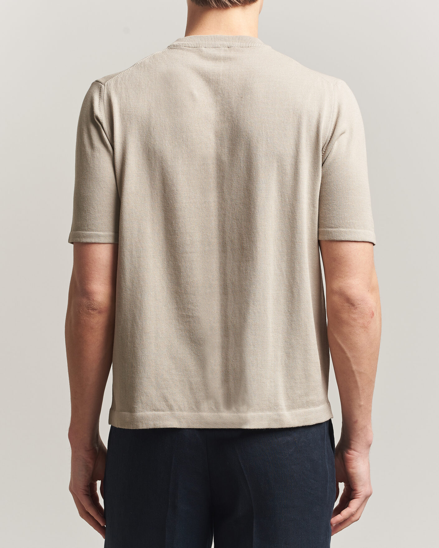 Homme | T-shirts | Morgano | Knitted Cotton Crepe T-Shirt Beige