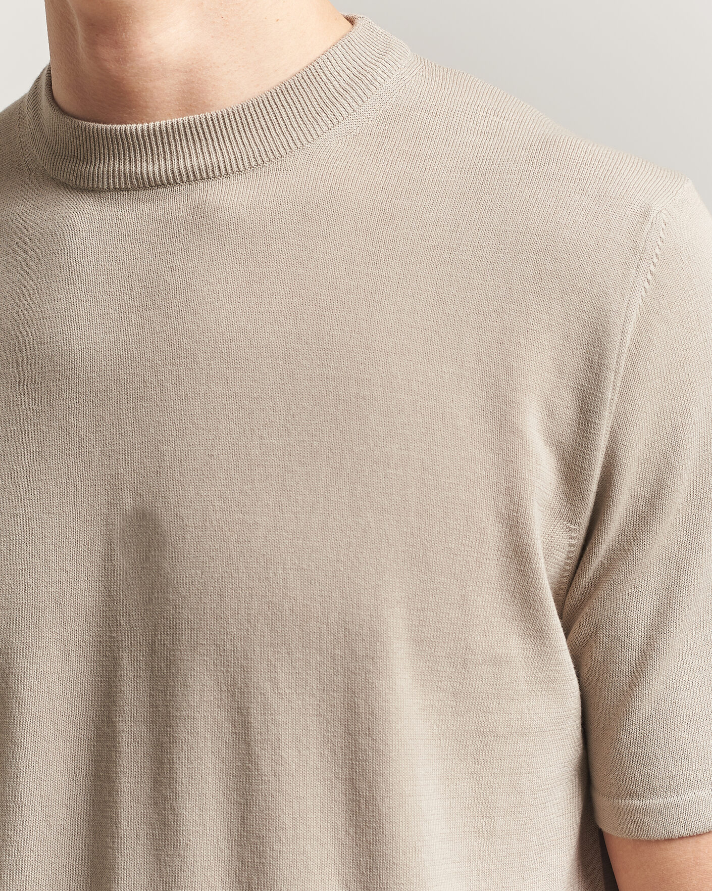 Homme | T-shirts | Morgano | Knitted Cotton Crepe T-Shirt Beige