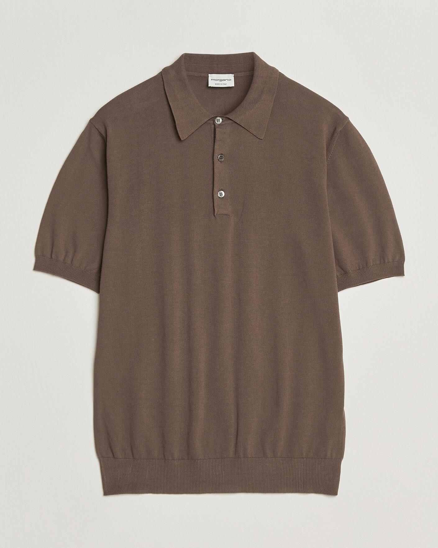 Homme | Polos | Morgano | Knitted Cotton Crepe Polo Brown