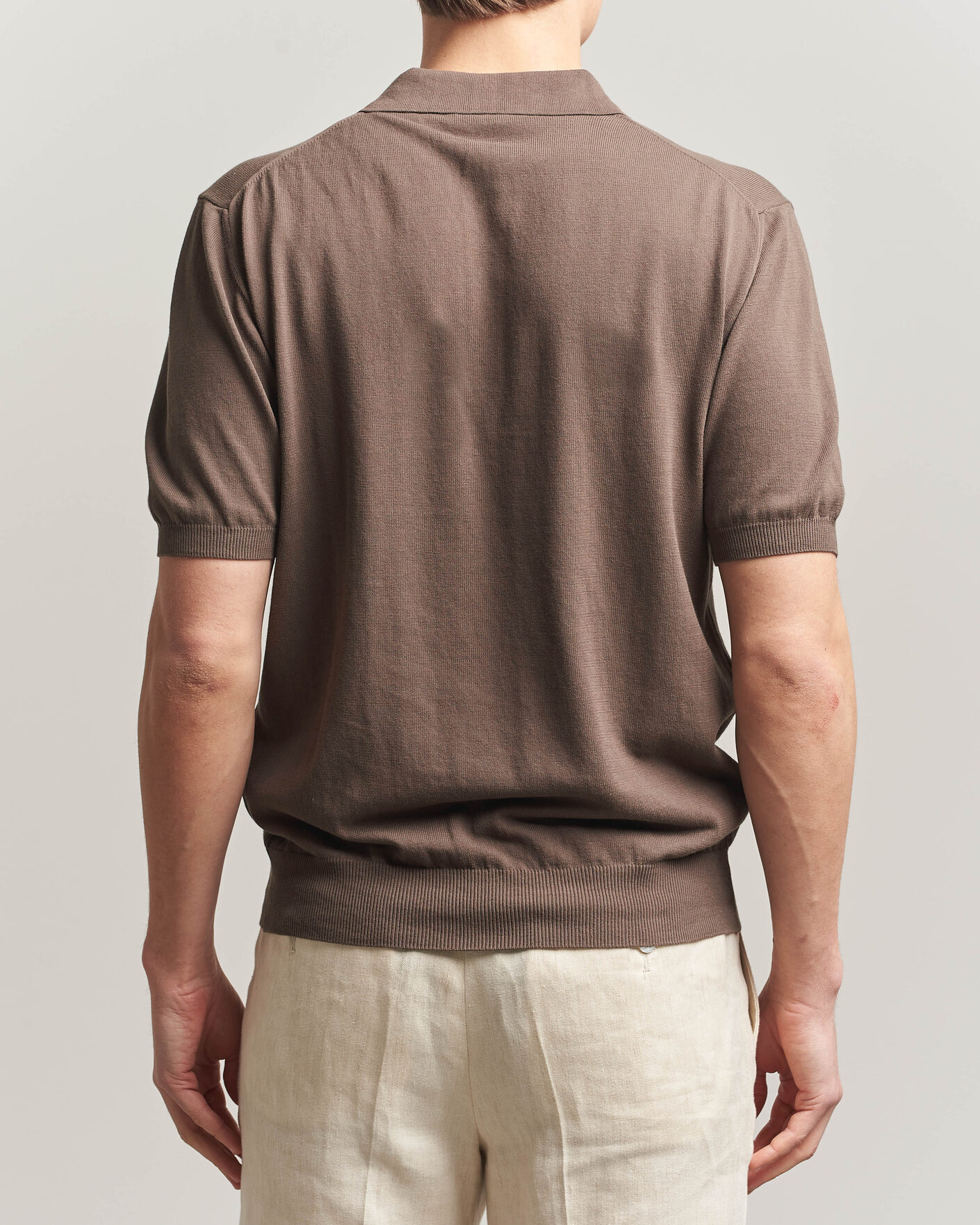 Homme | Polos | Morgano | Knitted Cotton Crepe Polo Brown