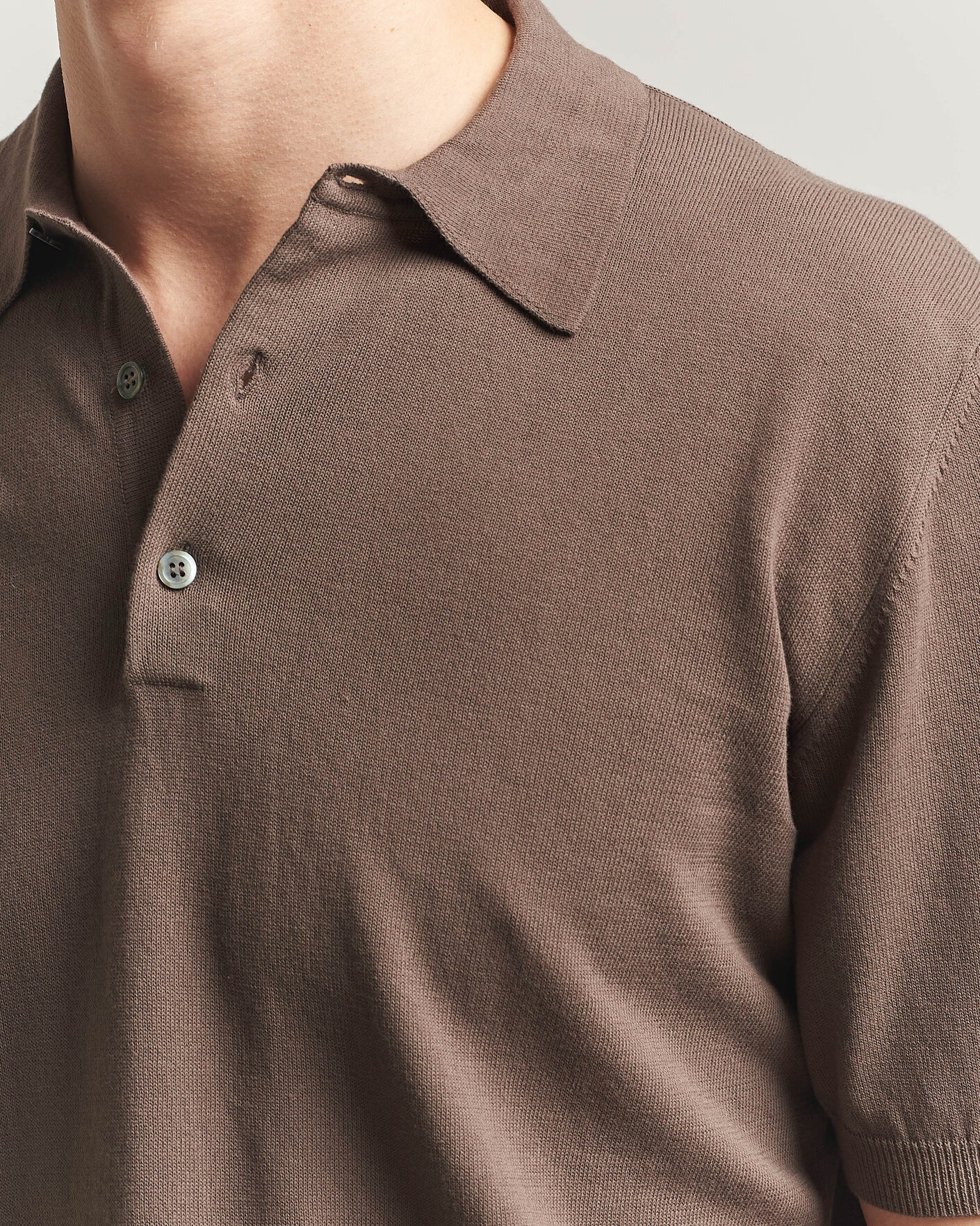 Homme | Polos | Morgano | Knitted Cotton Crepe Polo Brown