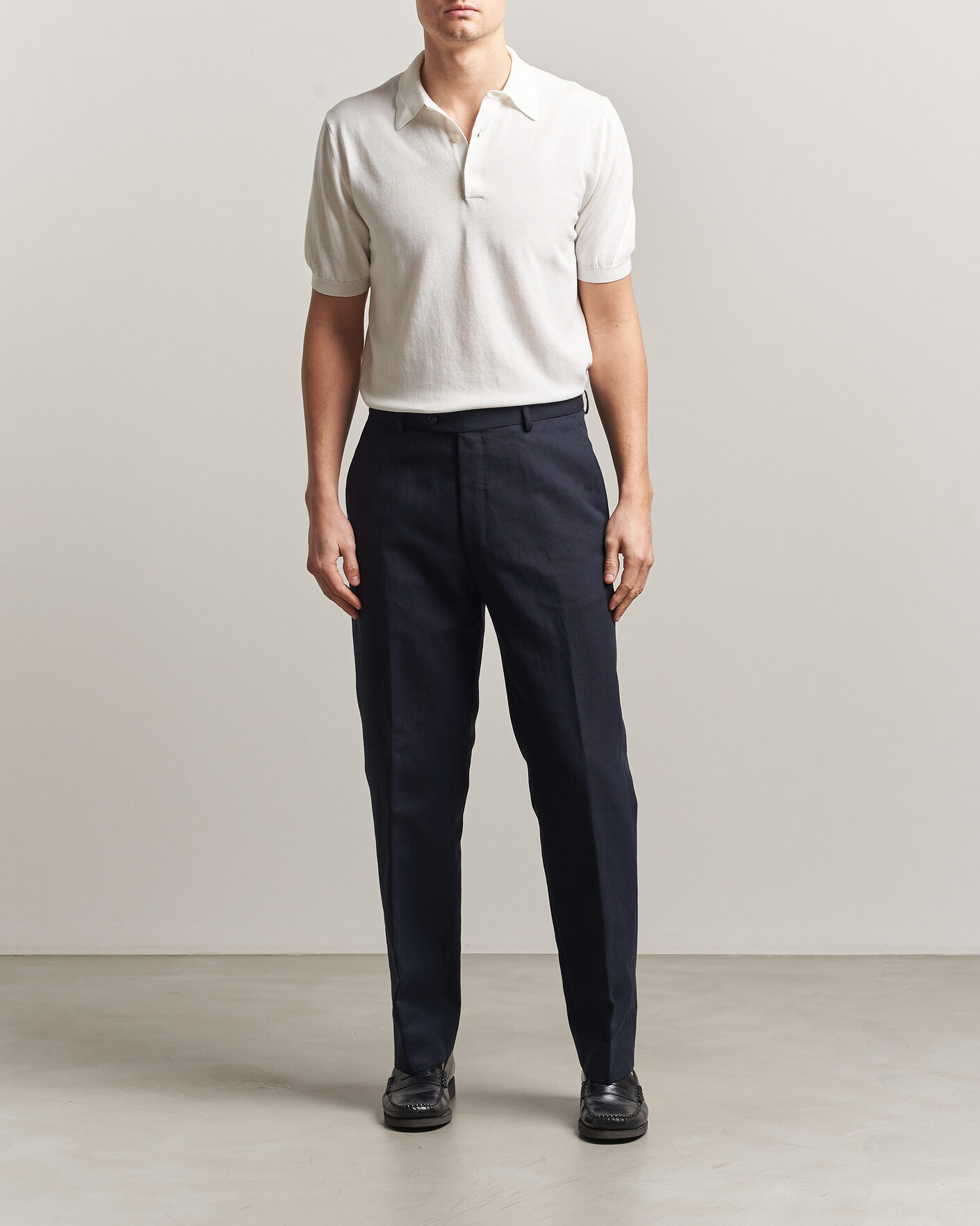 Homme | Polos | Morgano | Knitted Cotton Crepe Polo Latte