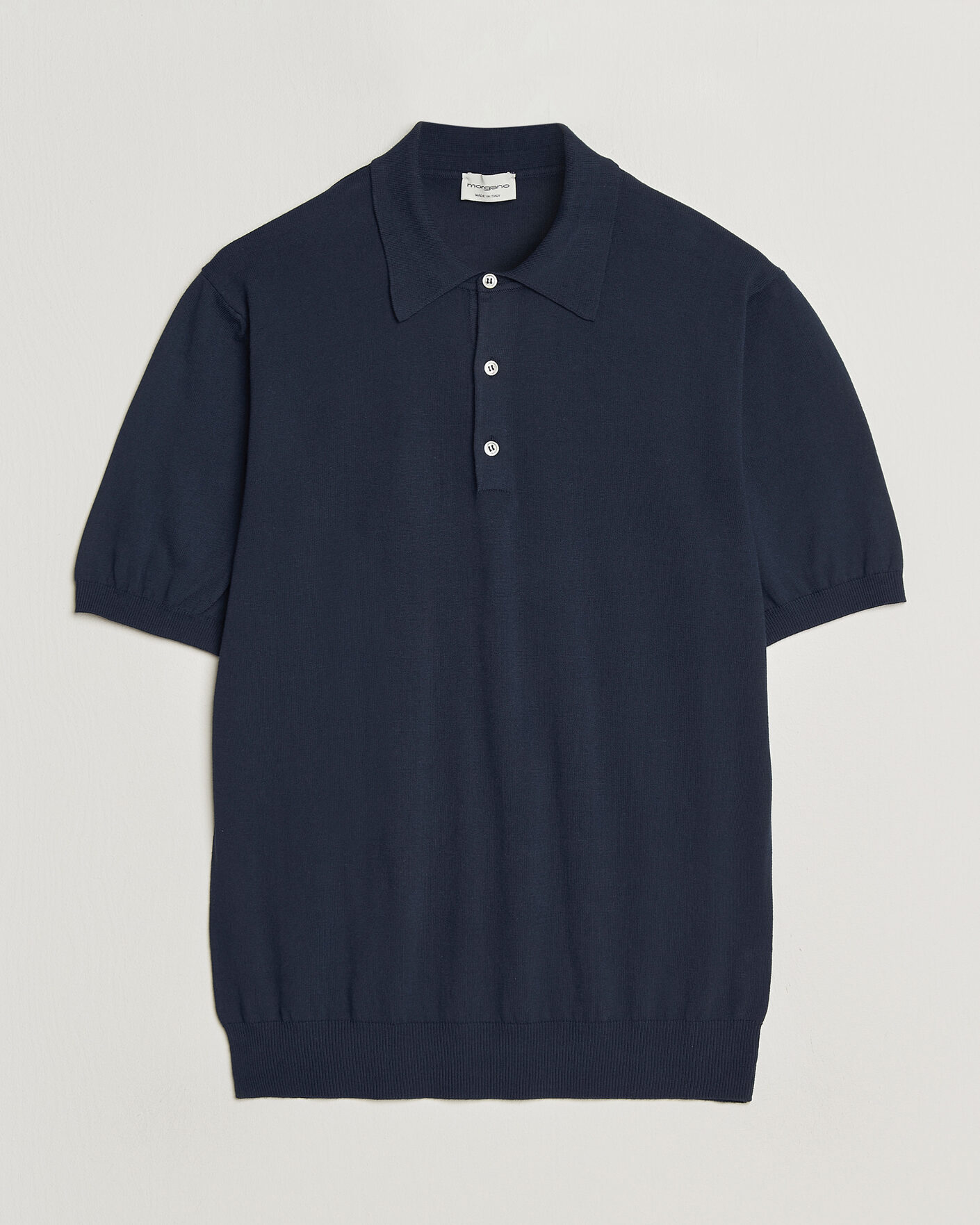 Homme | Polos | Morgano | Knitted Cotton Crepe Polo Navy