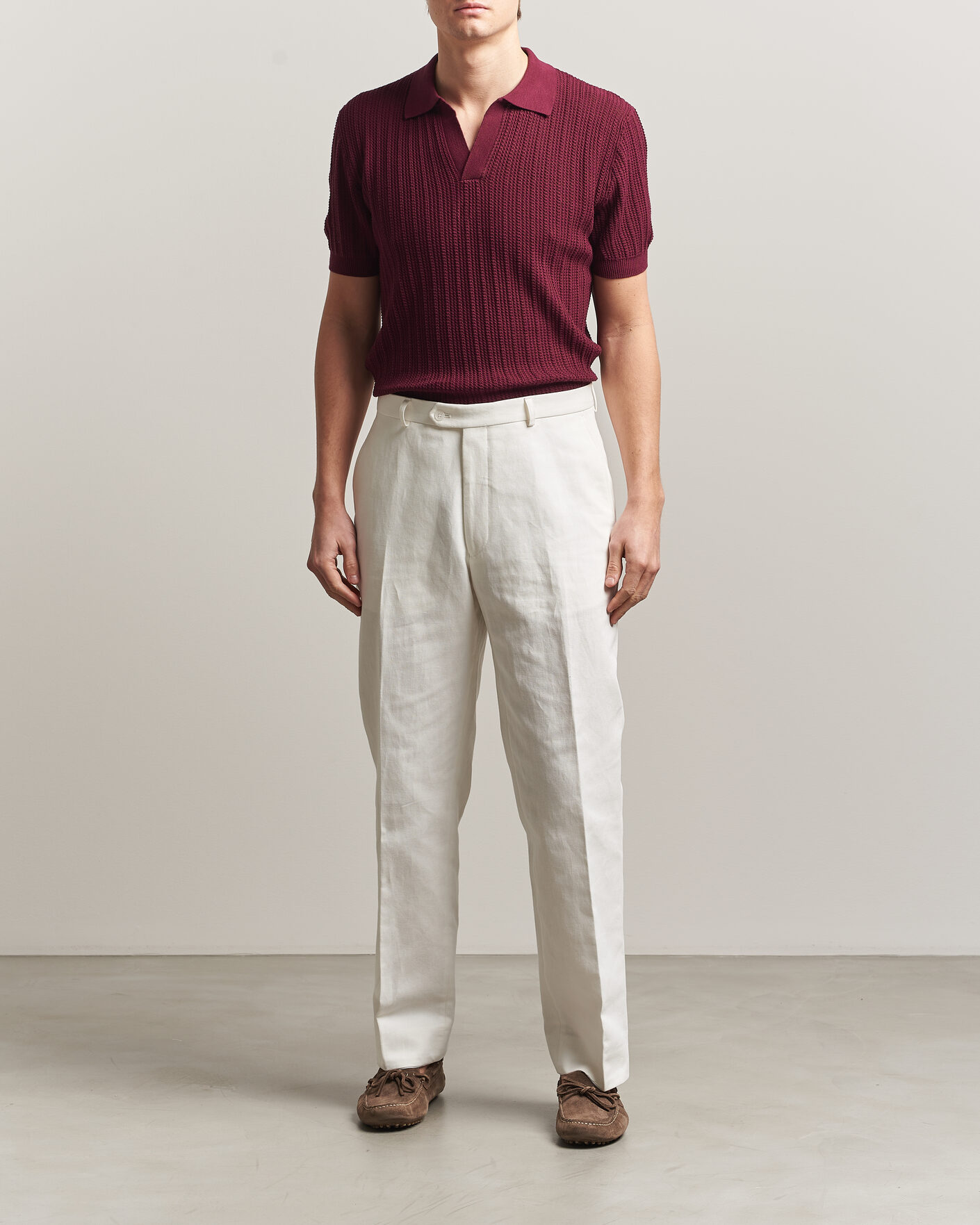 Homme | Polos | Morgano | Structured Knitted Polo Burgundy