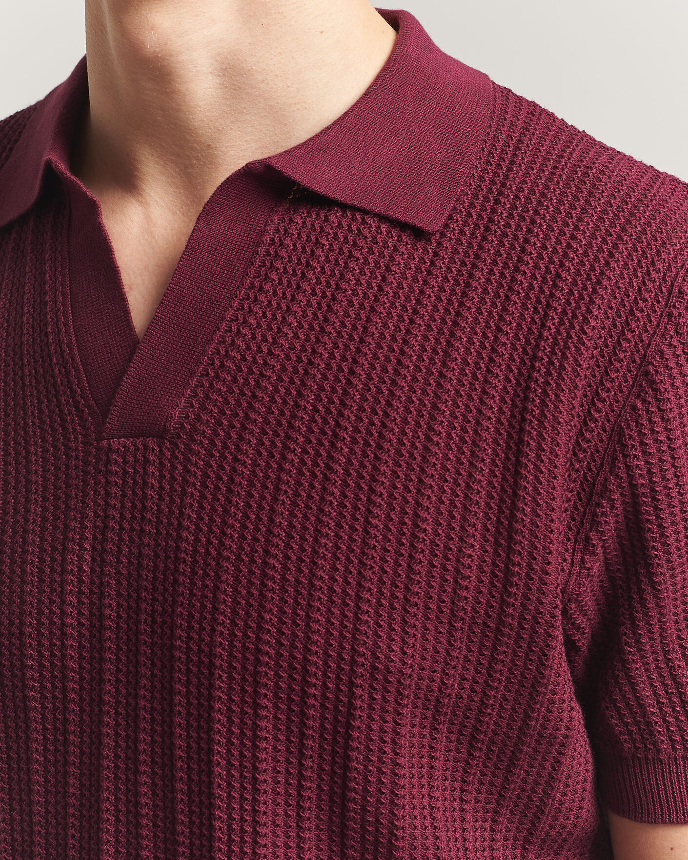 Homme | Polos | Morgano | Structured Knitted Polo Burgundy