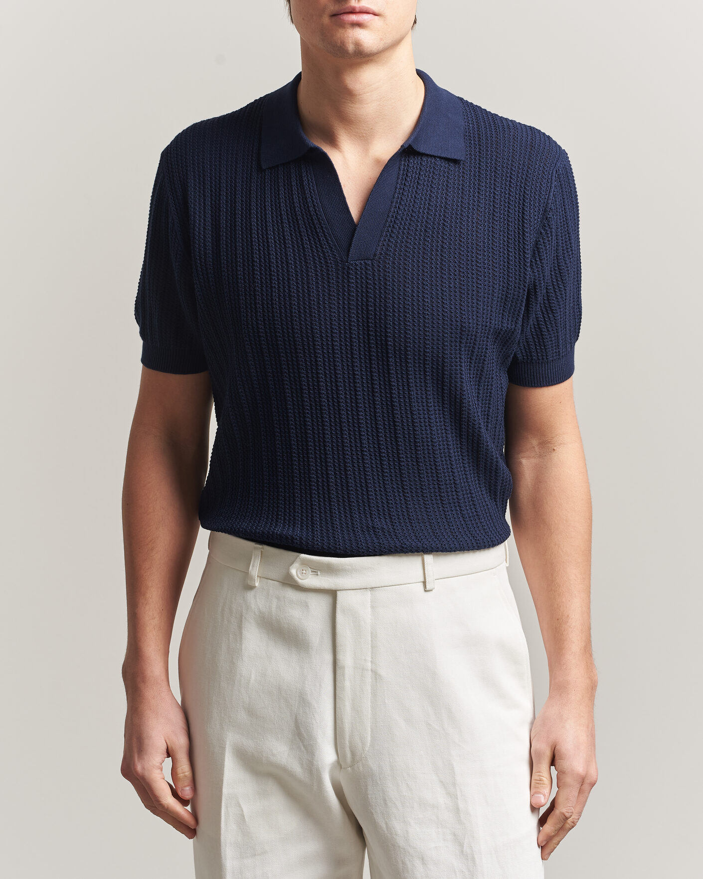 Homme | Polos | Morgano | Structured Knitted Polo Navy