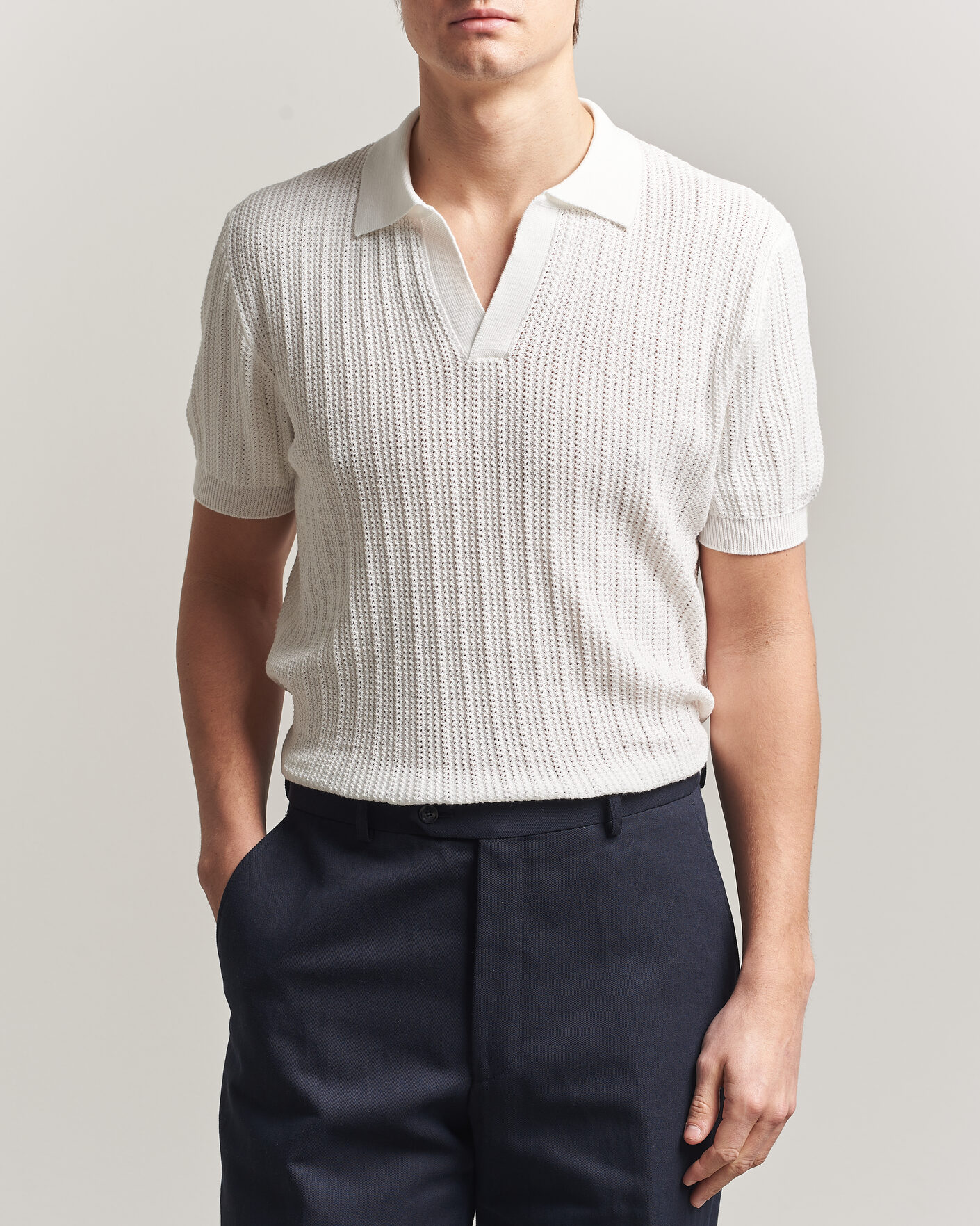 Homme | Polos | Morgano | Structured Knitted Polo White