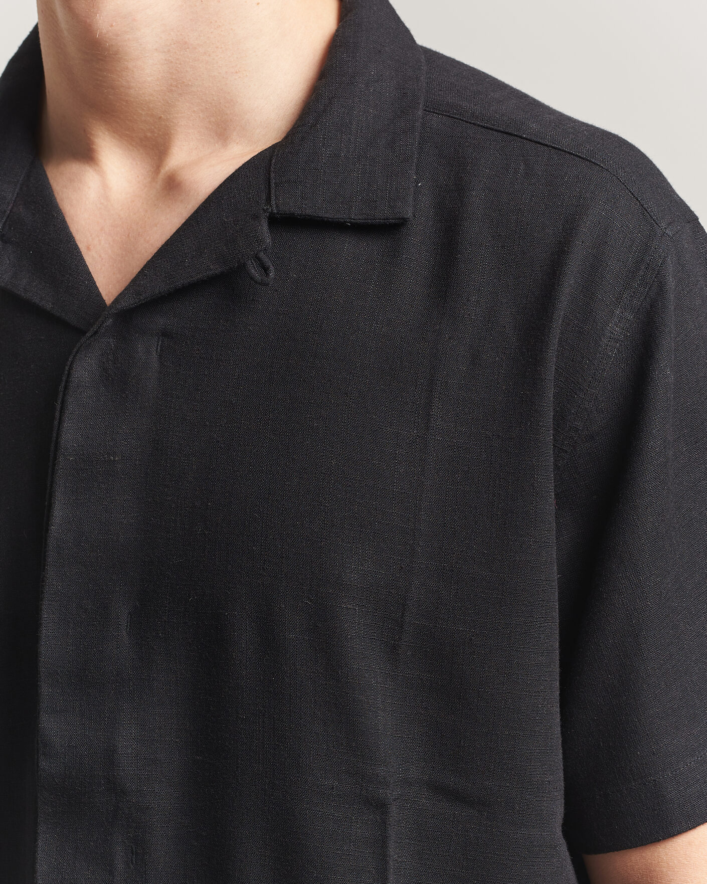 Homme | Chemises | KnowledgeCotton Apparel | Linen/Lyocell Resort Shirt Black