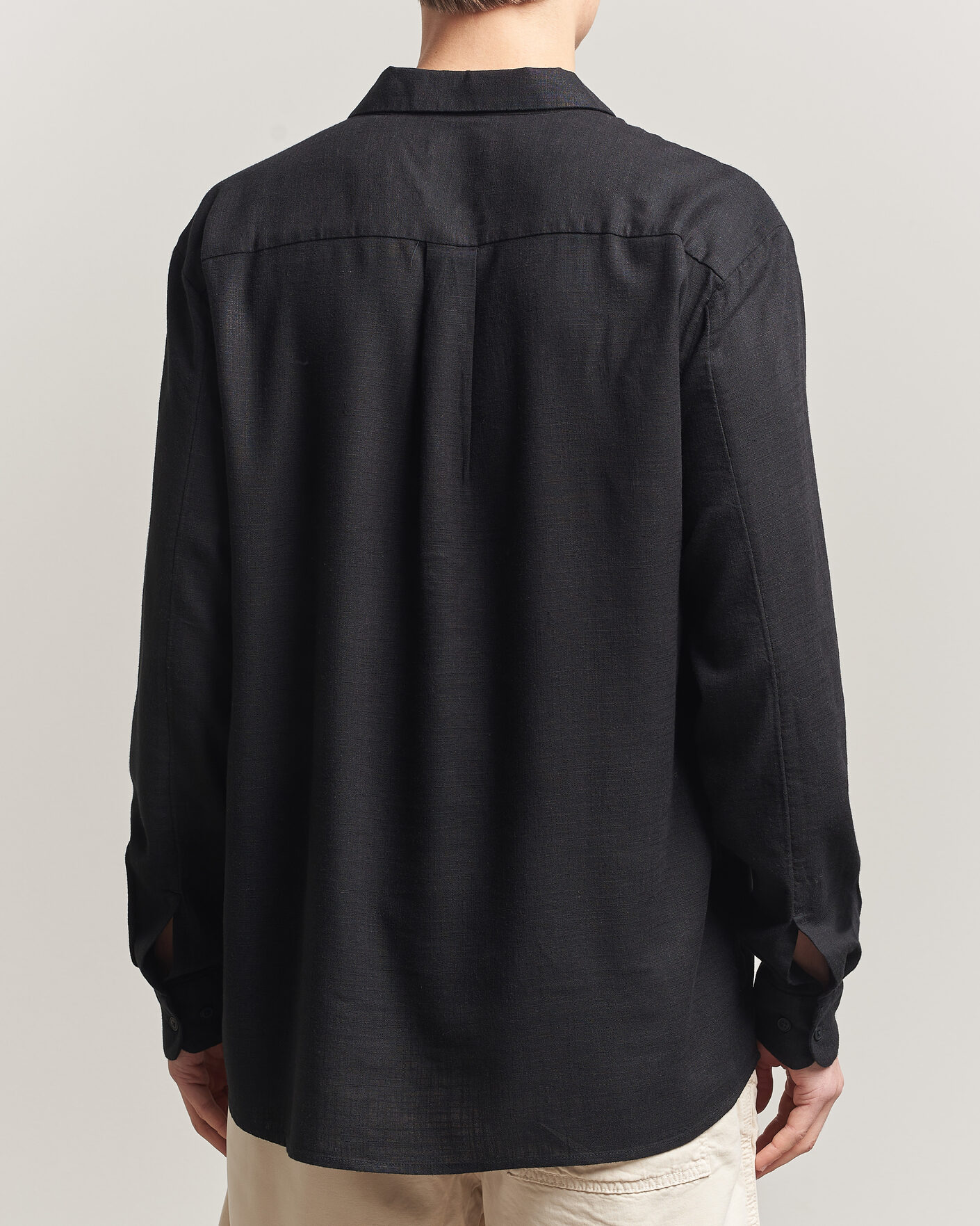 Homme | Chemises | KnowledgeCotton Apparel | Linen/Lycell Relaxed Long Sleeve Shirt Black