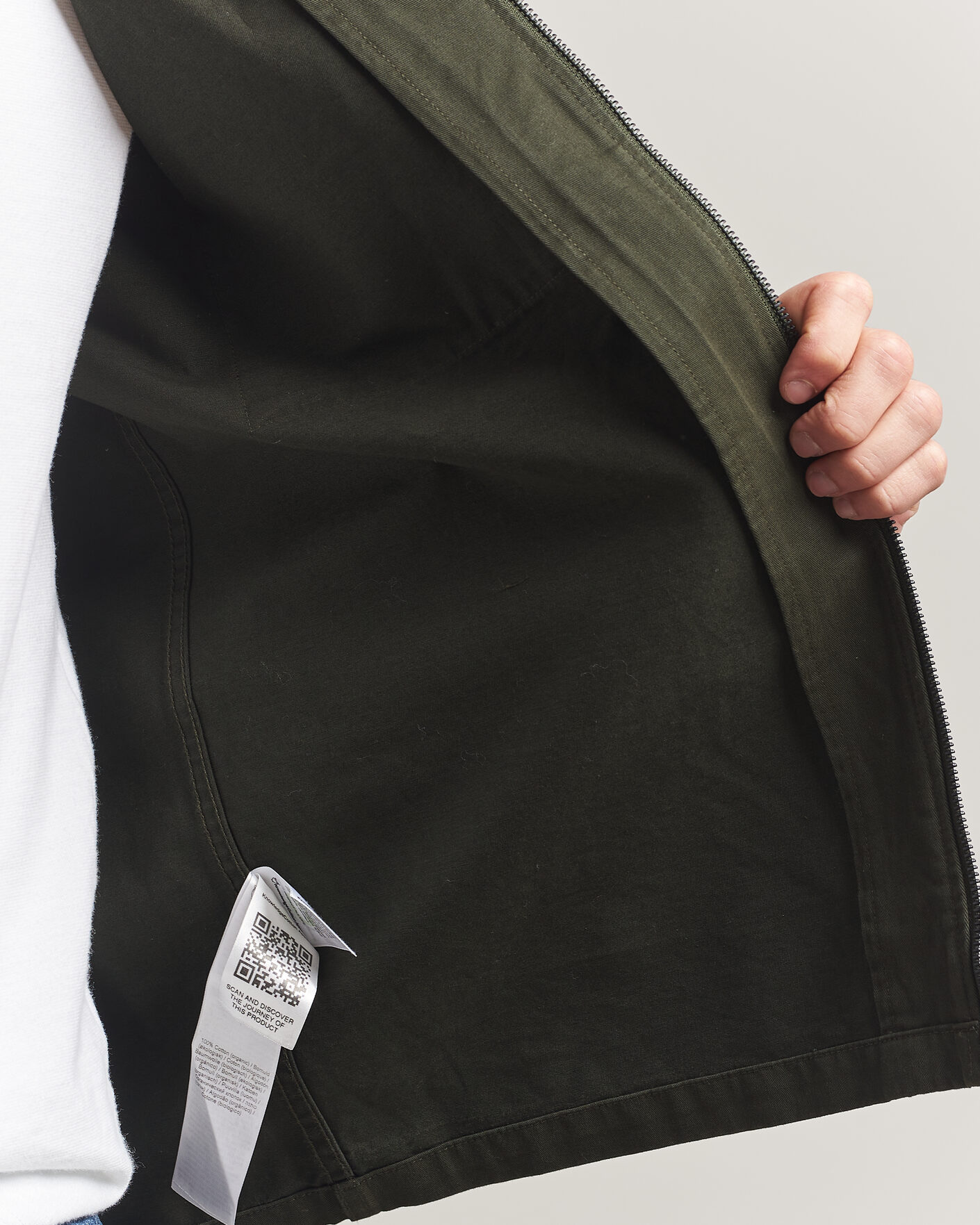 Homme | Chemises | KnowledgeCotton Apparel | Cotton Twill Stretch Zip Overshirt Forest Night