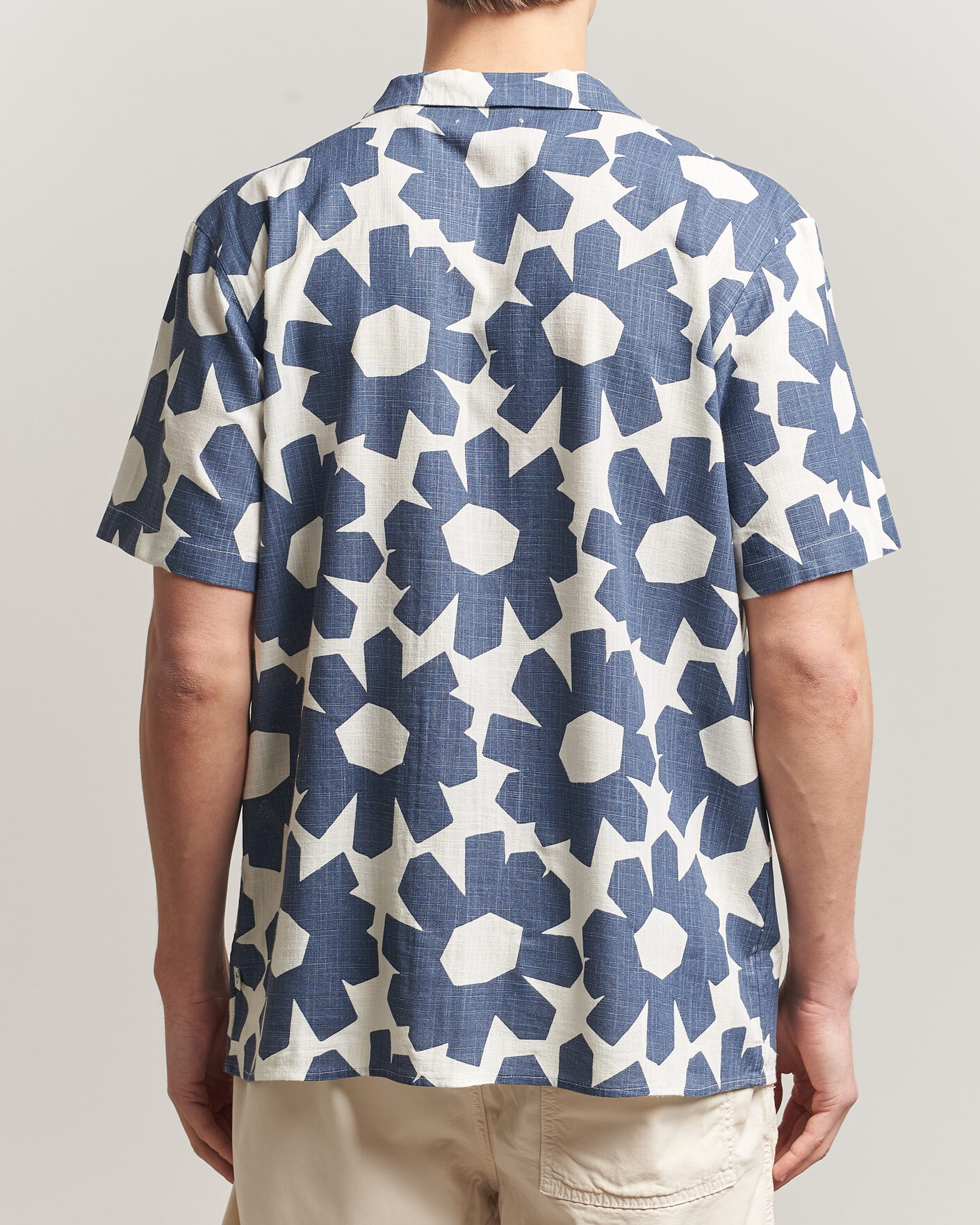 Homme | Chemises | KnowledgeCotton Apparel | Printed Linen Mix Shirt Blue