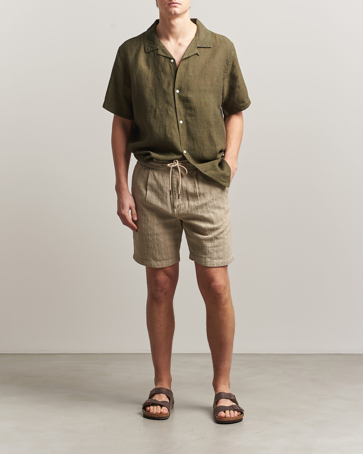Homme | Shorts | KnowledgeCotton Apparel | Structured Cotton Dobby Shorts Twill