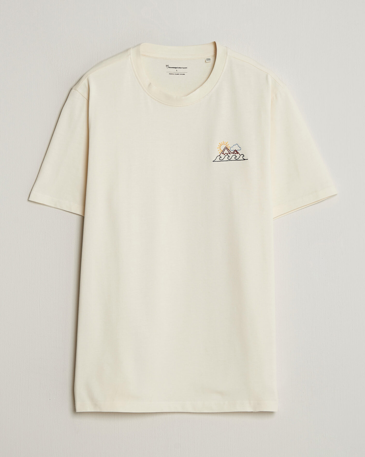 Homme | T-shirts | KnowledgeCotton Apparel | Chest Print T-Shirt Egret