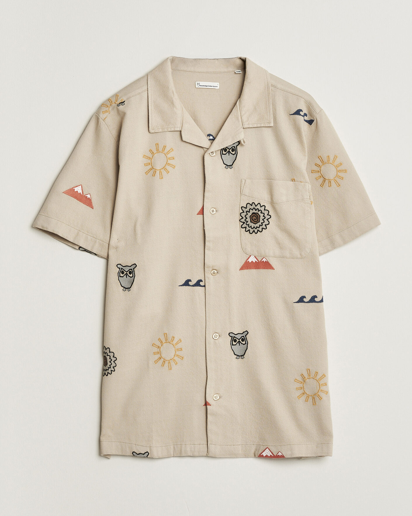 Homme | Chemises | KnowledgeCotton Apparel | Relaxed Embroidery Shirt Light Feather Grey