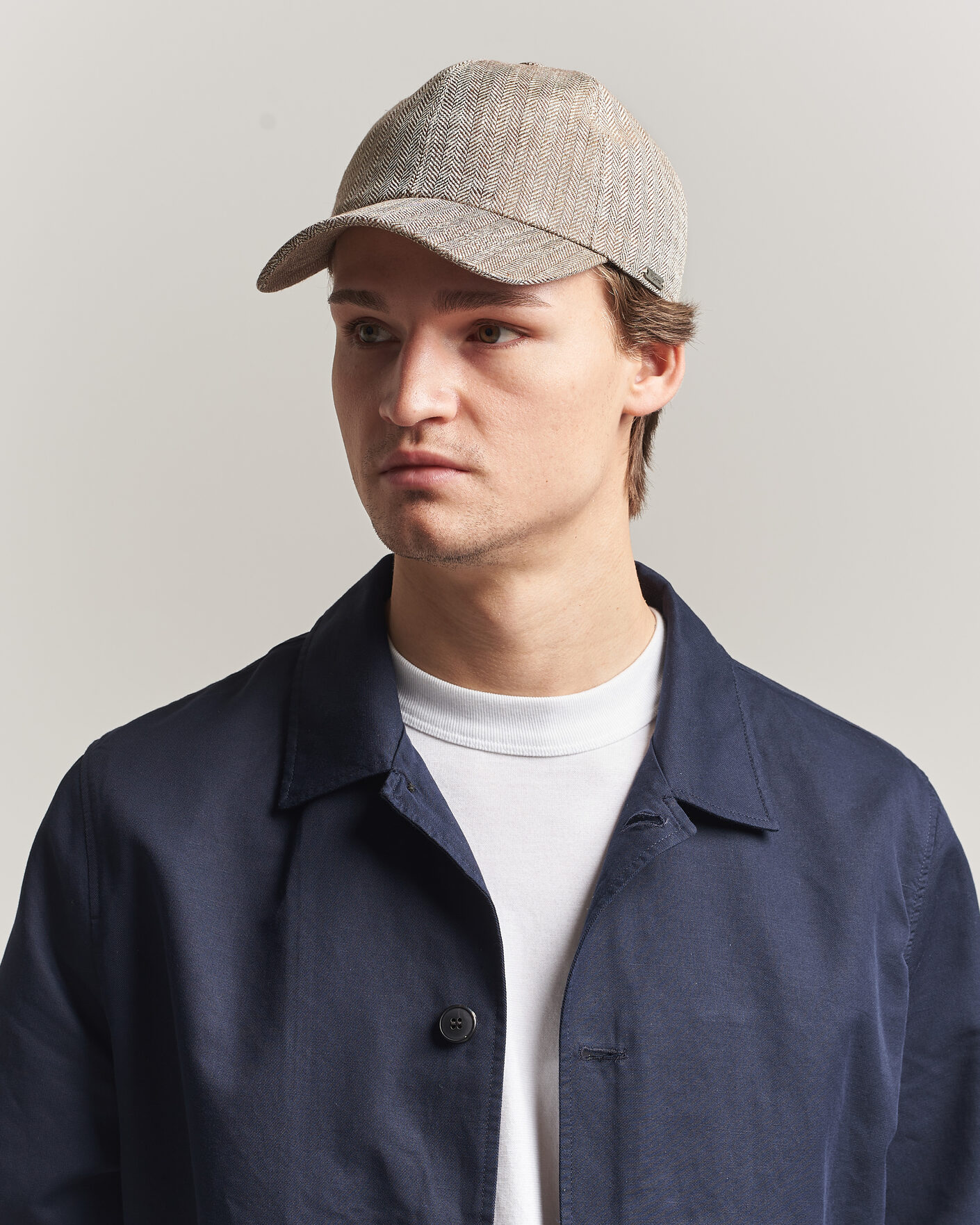 Homme | Bobs Et Casquettes | Wigéns | Baseball Linen Herringbone Cap Brown