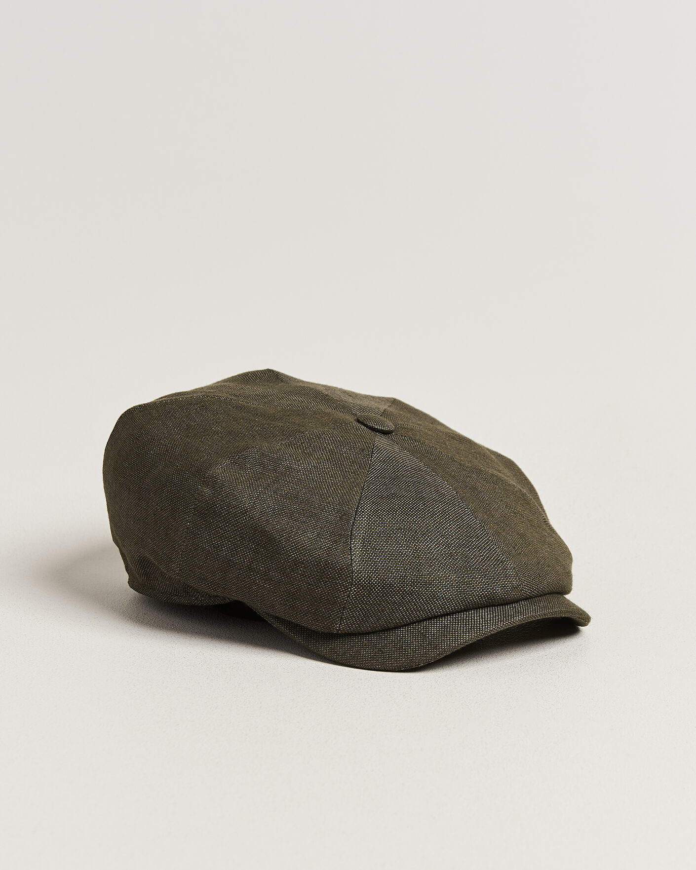 Homme | Bobs Et Casquettes | Wigéns | Newsboy Retro Hopsack Linen Cap Dark Olive