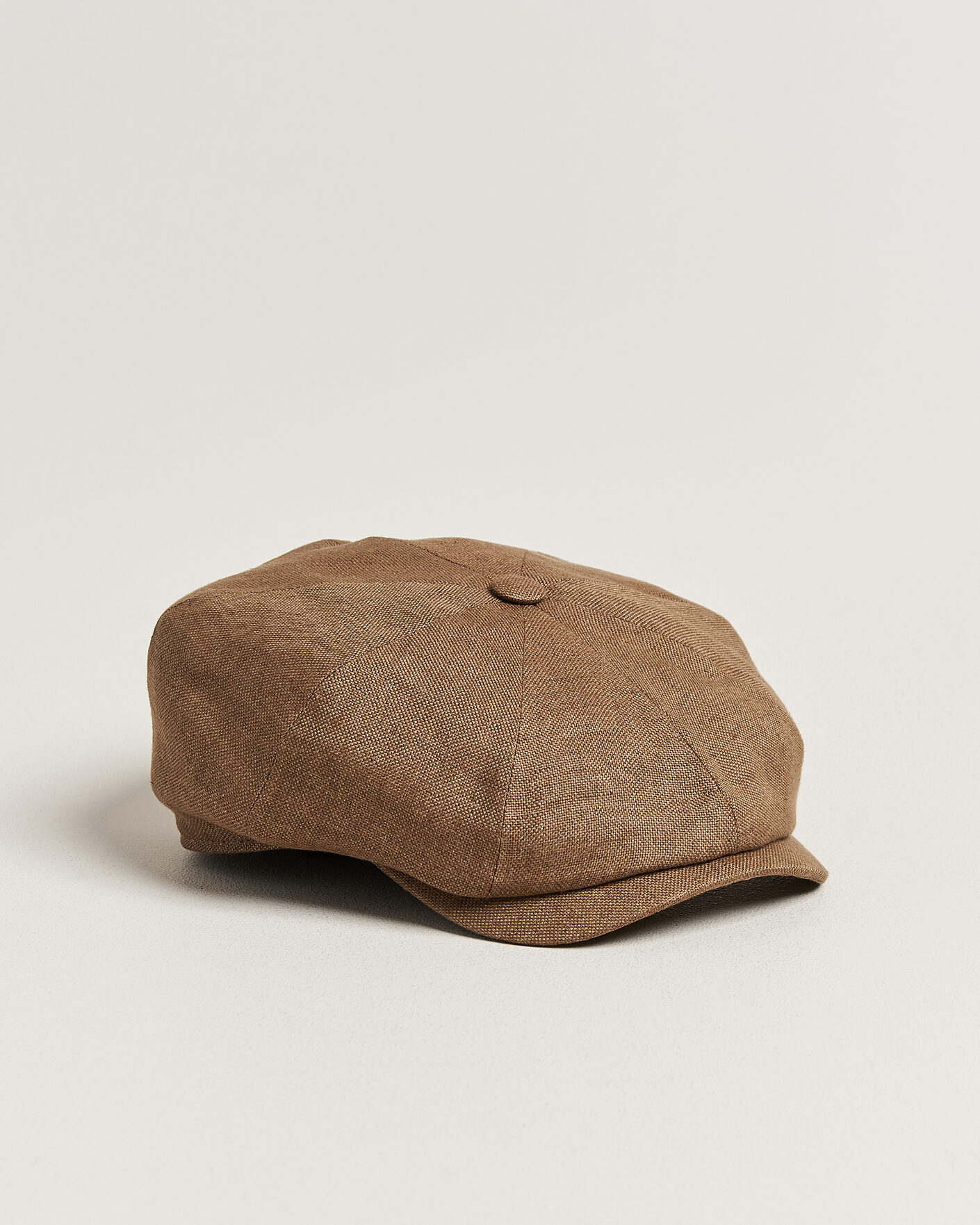 Homme | Bobs Et Casquettes | Wigéns | Newsboy Retro Hopsack Linen Cap Light Brown