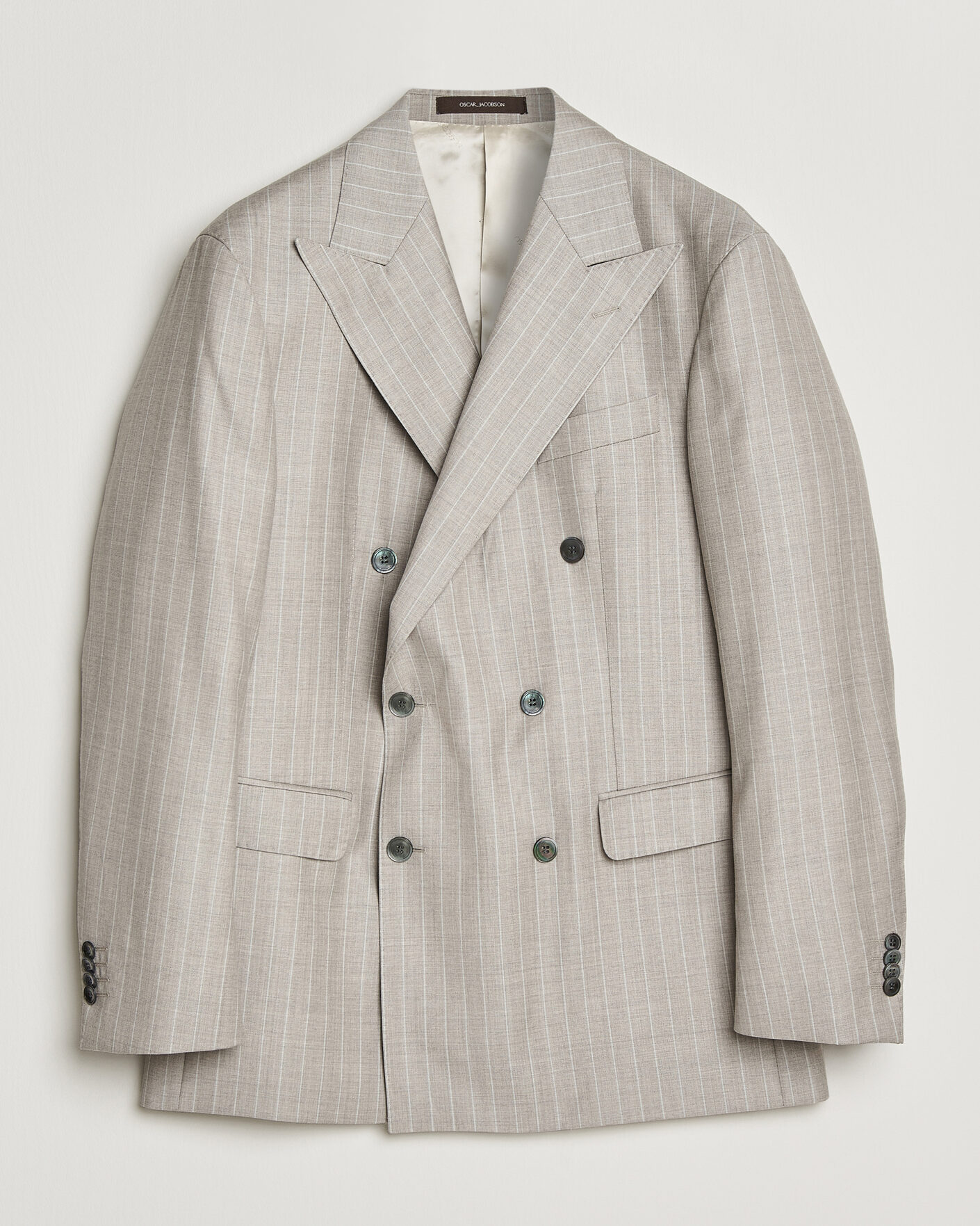 Homme | Blazers | Oscar Jacobson | Richard Striped Wool Blazer Beige
