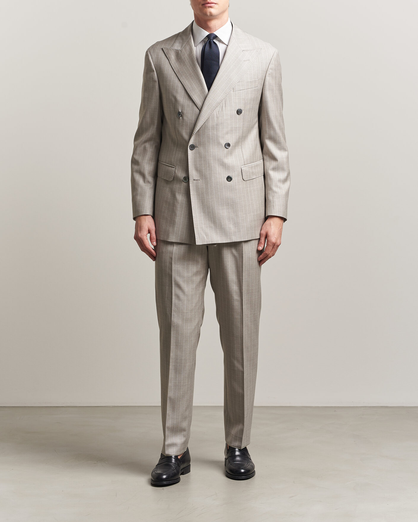 Homme | Blazers | Oscar Jacobson | Richard Striped Wool Blazer Beige