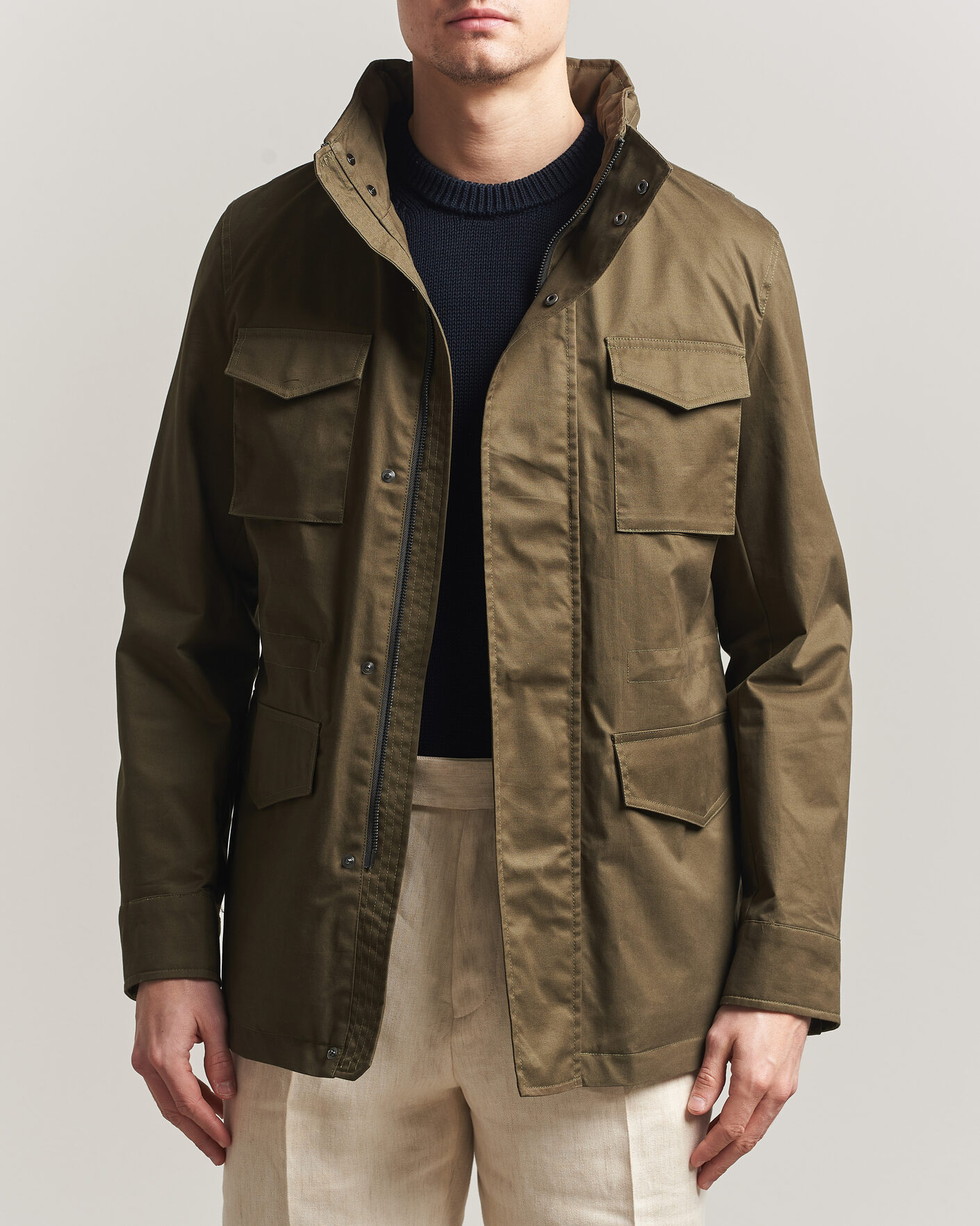 Homme | Manteaux Et Vestes | Oscar Jacobson | M65 Coated Cotton Field Jacket Olive