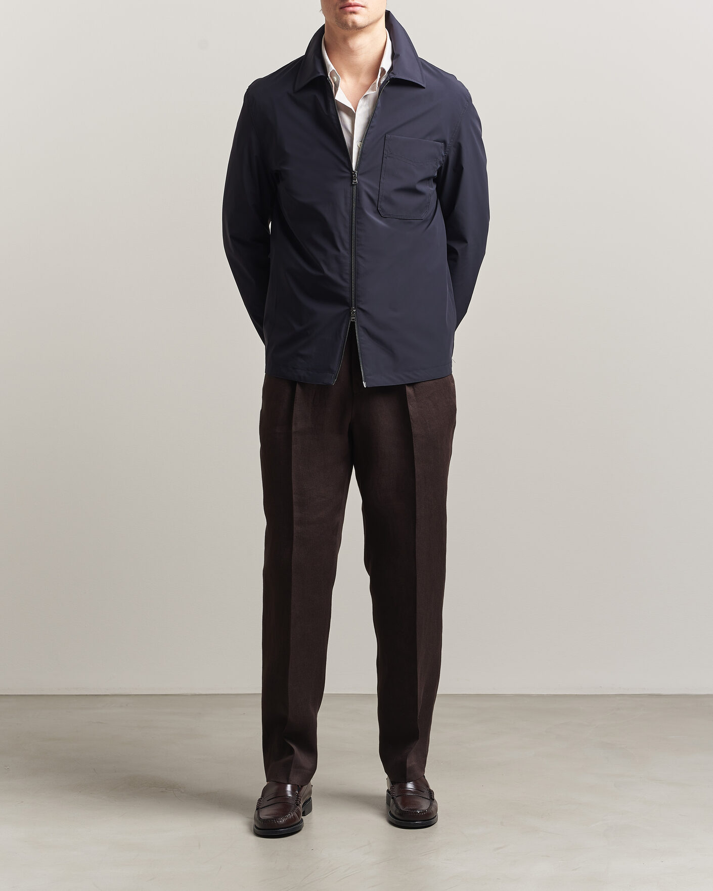 Homme | Manteaux Et Vestes | Oscar Jacobson | Light Zipped Shirt Jacket Navy