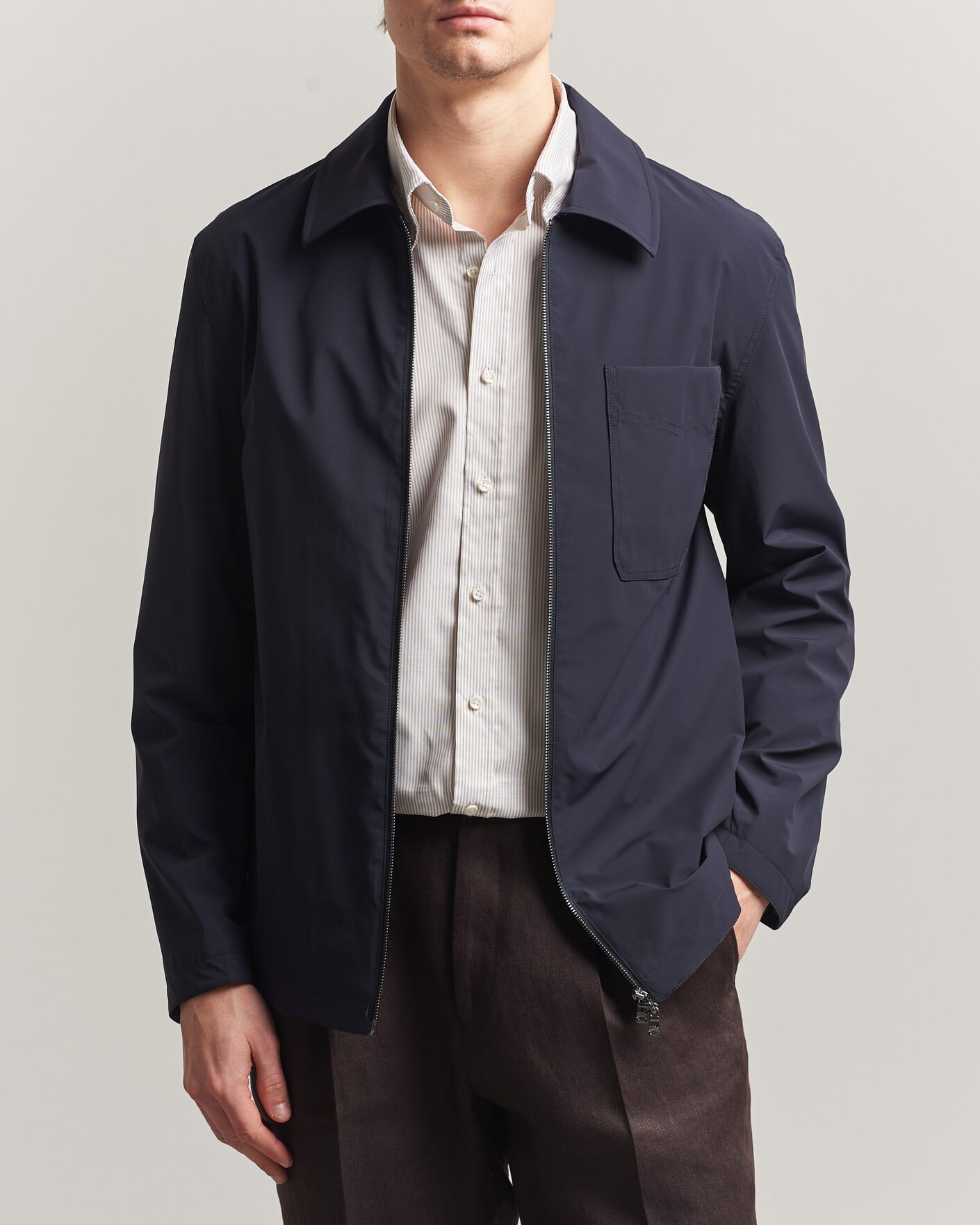 Homme | Manteaux Et Vestes | Oscar Jacobson | Light Zipped Shirt Jacket Navy