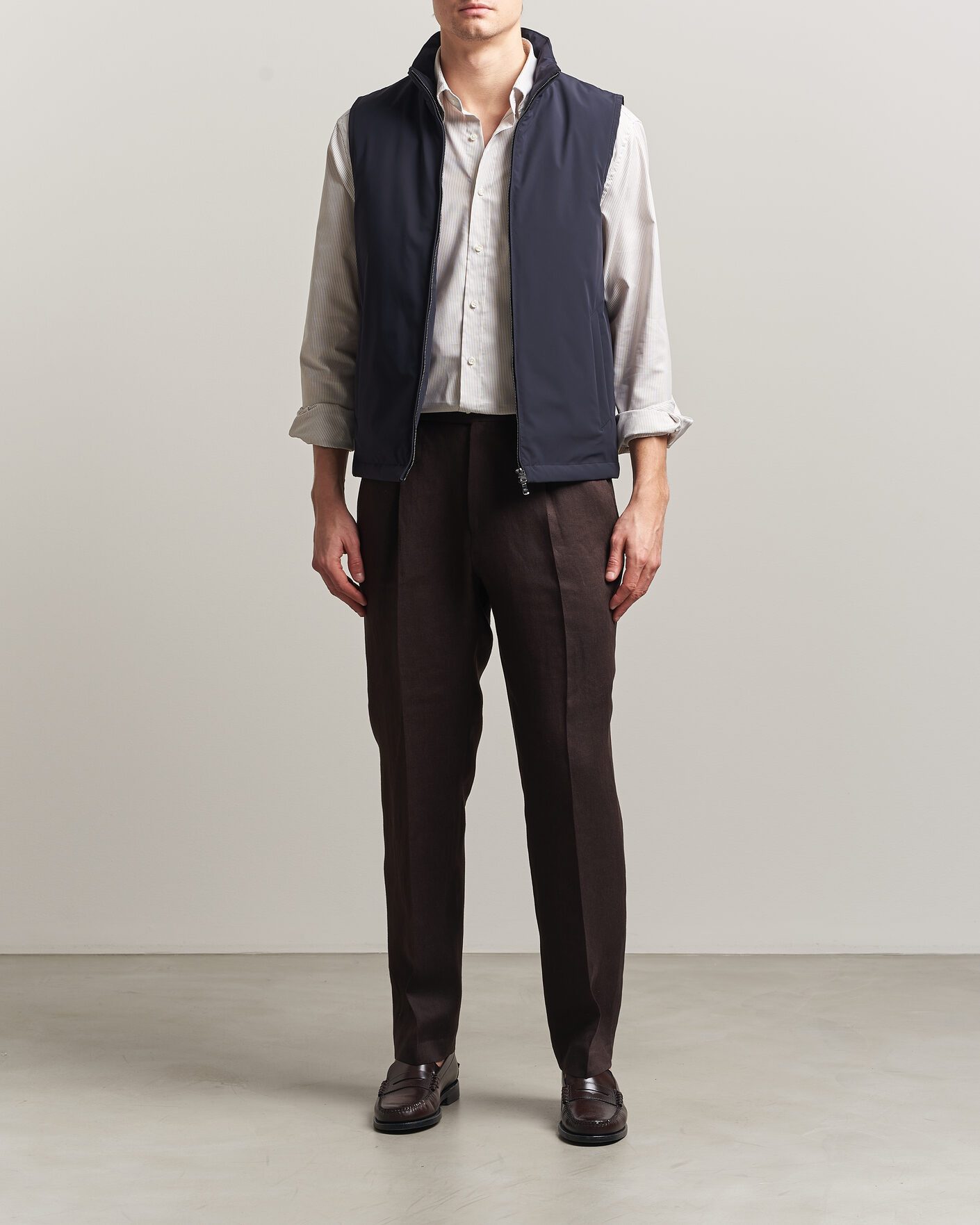 Homme | Gilets | Oscar Jacobson | Light Zipped Waistcoat Navy