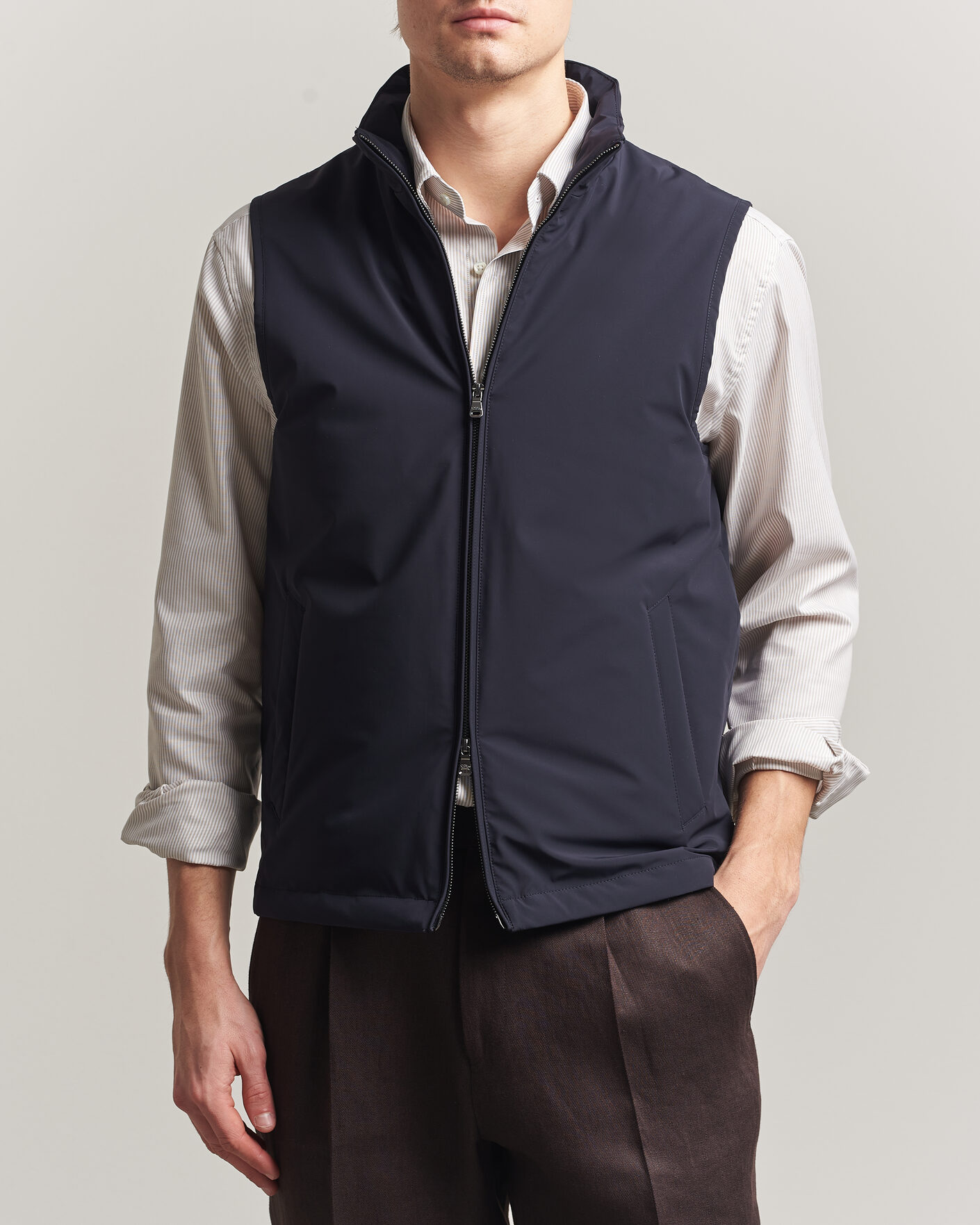 Homme | Gilets | Oscar Jacobson | Light Zipped Waistcoat Navy