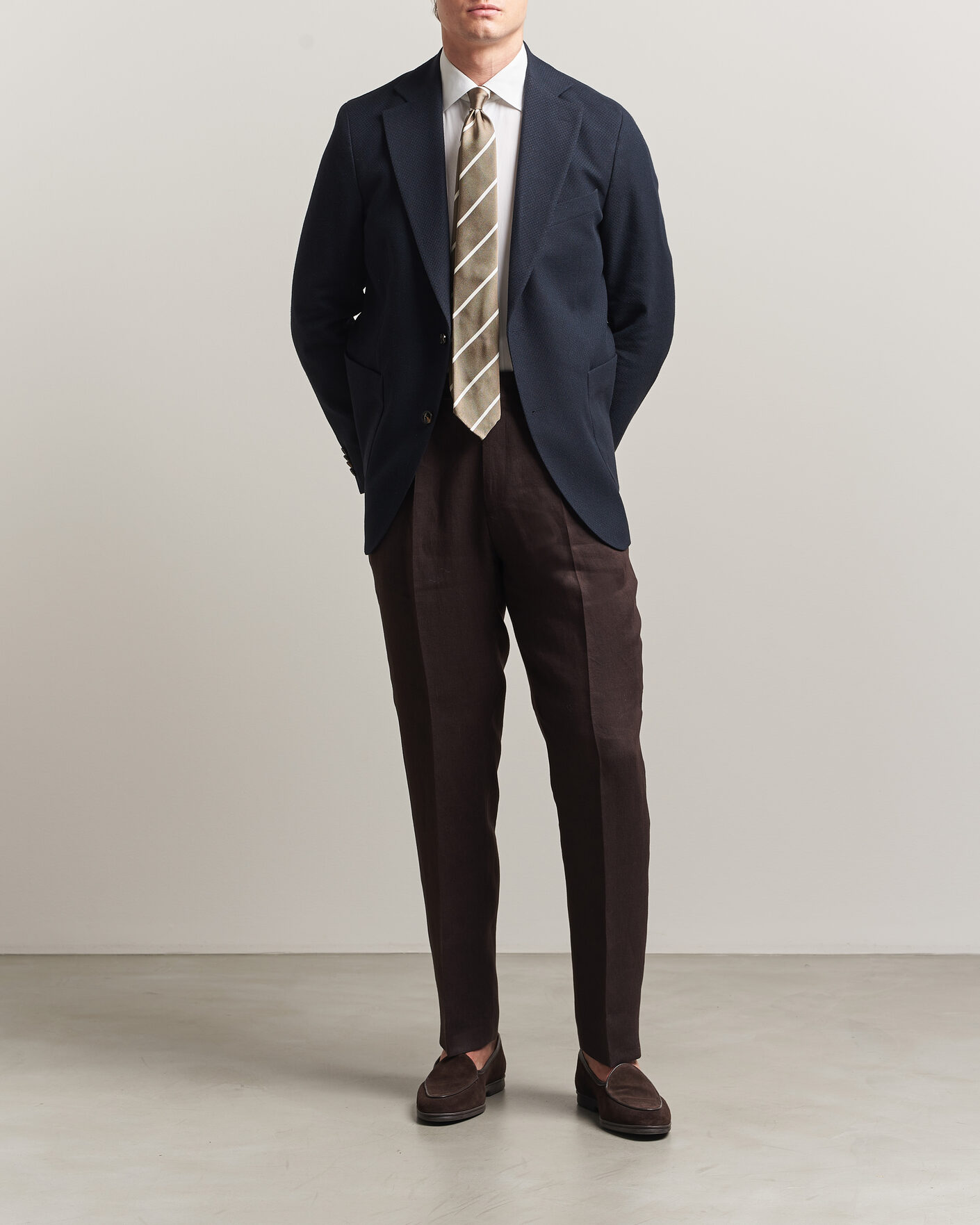 Homme | Blazers | Oscar Jacobson | Fogerty Patch Structure Cotton Blazer Navy
