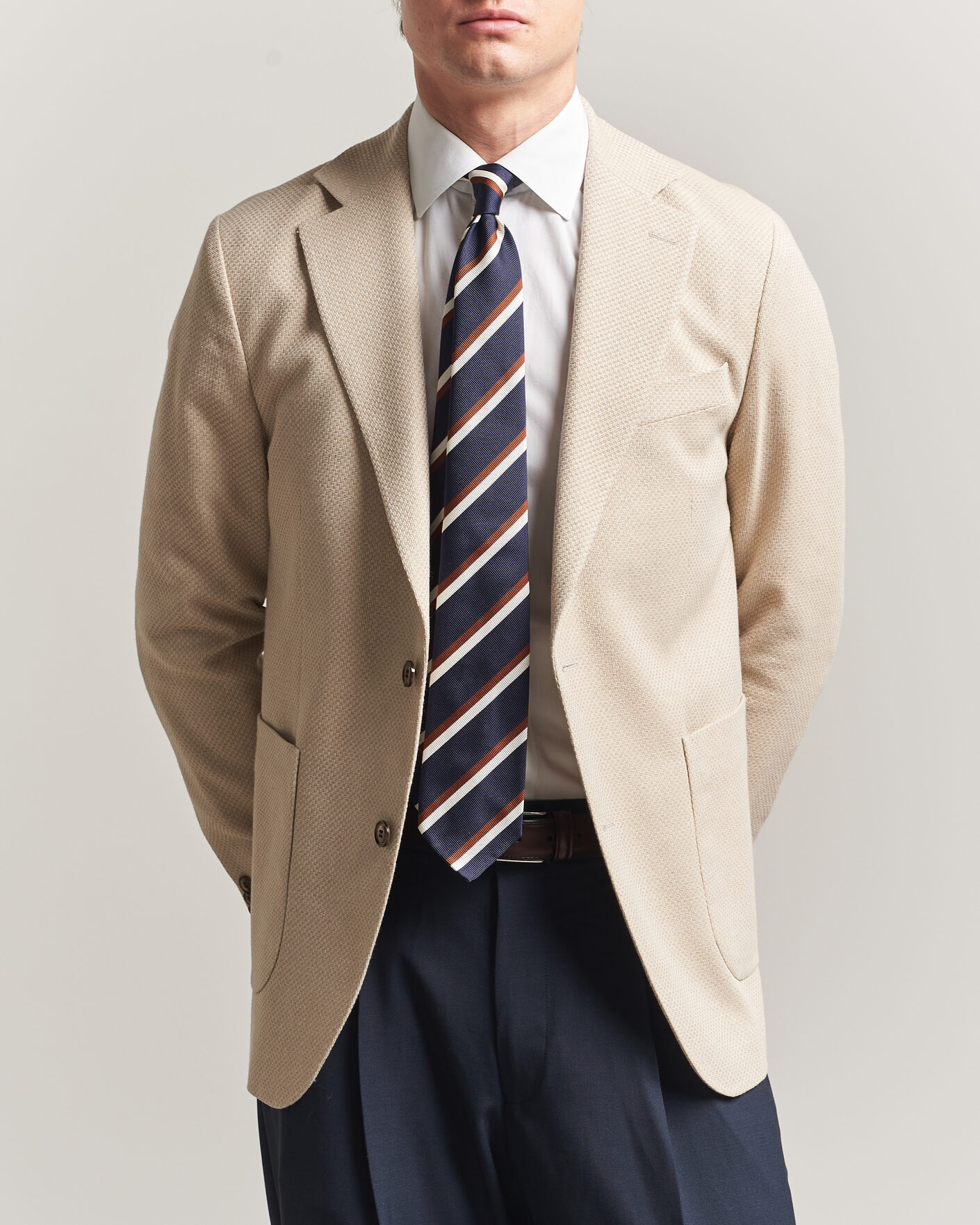 Homme | Blazers | Oscar Jacobson | Fogerty Patch Structure Cotton Blazer Beige