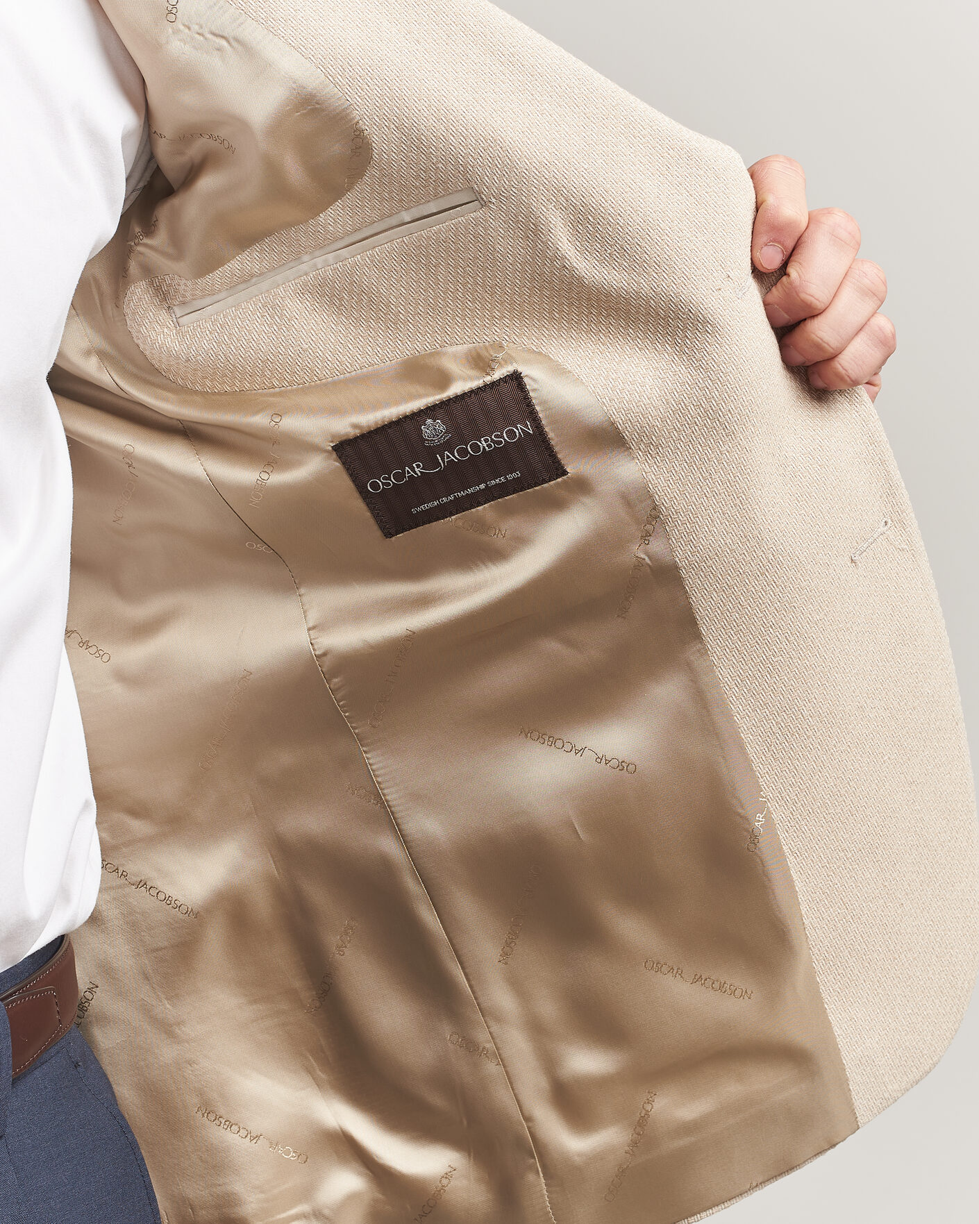 Homme | Blazers | Oscar Jacobson | Fogerty Patch Structure Cotton Blazer Beige